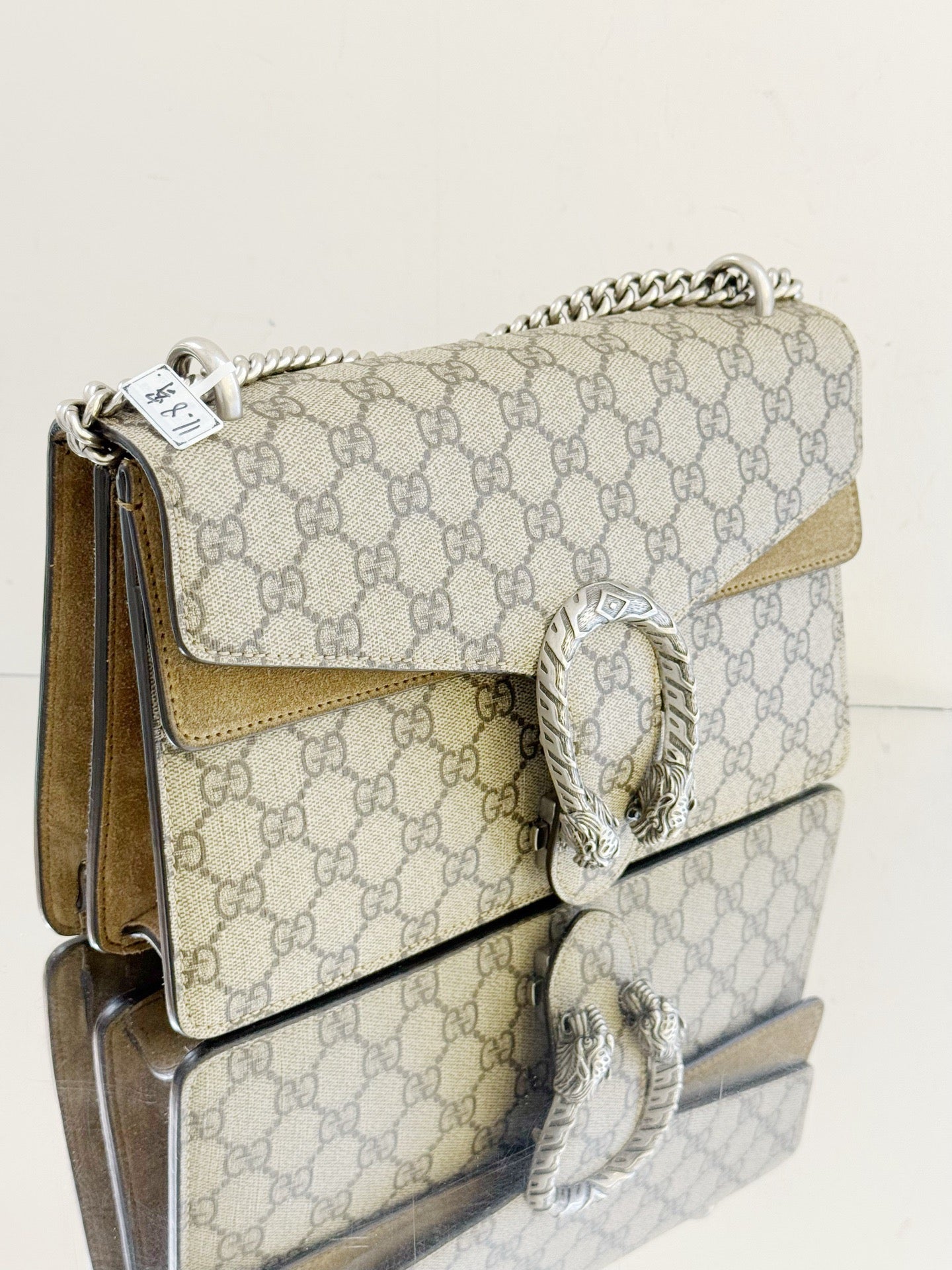 Gucci - Dionysus Shoulder Bag - GG Supreme canvas with suede trim - Camel - (medium)