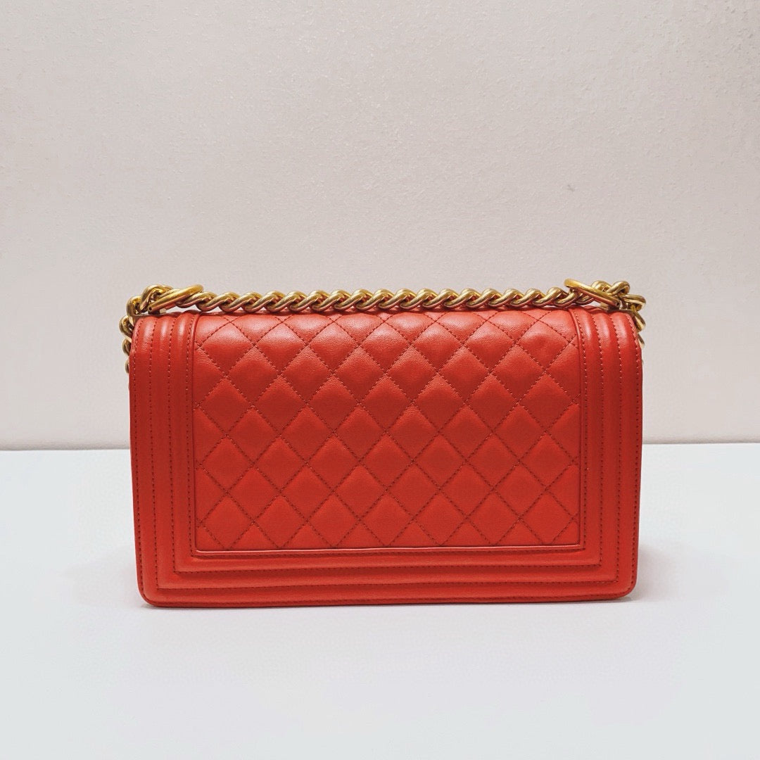 Chanel - Boy Bag - Lambskin leather - Orange - (Medium)