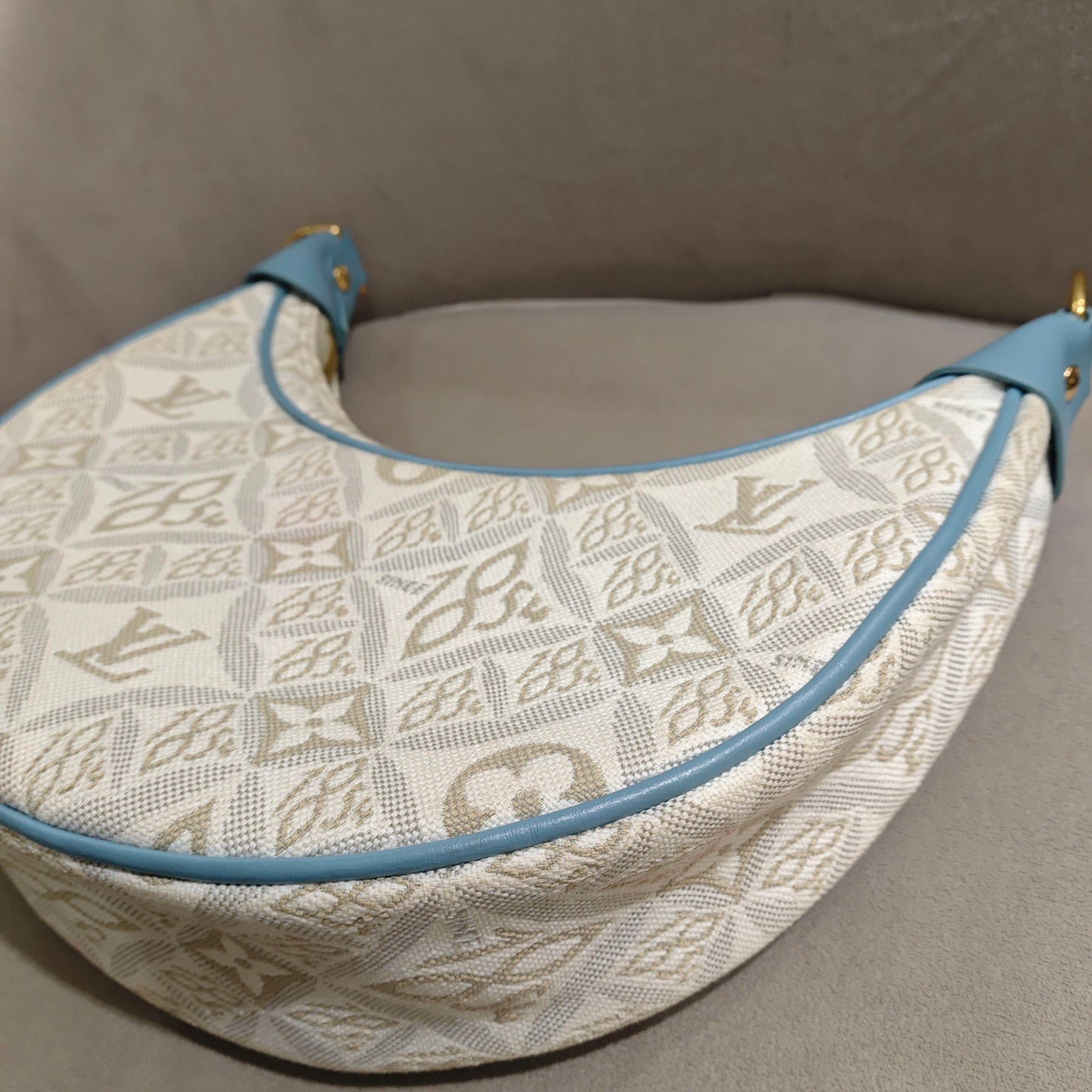 Louis Vuitton - Since 1854 Limited Edition Moon Bag - Jacquard canvas with leather trim - Beige with Blue accents - (mini)
