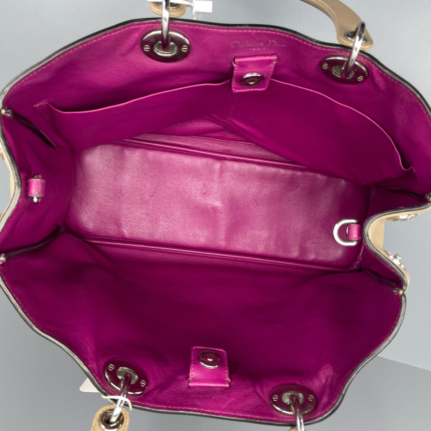 Dior - Dior VIP Tote - Calfskin leather - Beige with Fuchsia interior lining - (large)
