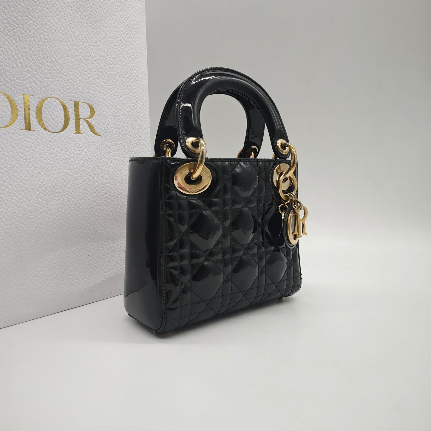 Dior - Lady Dior Mini - Patent leather - Black - (Mini)