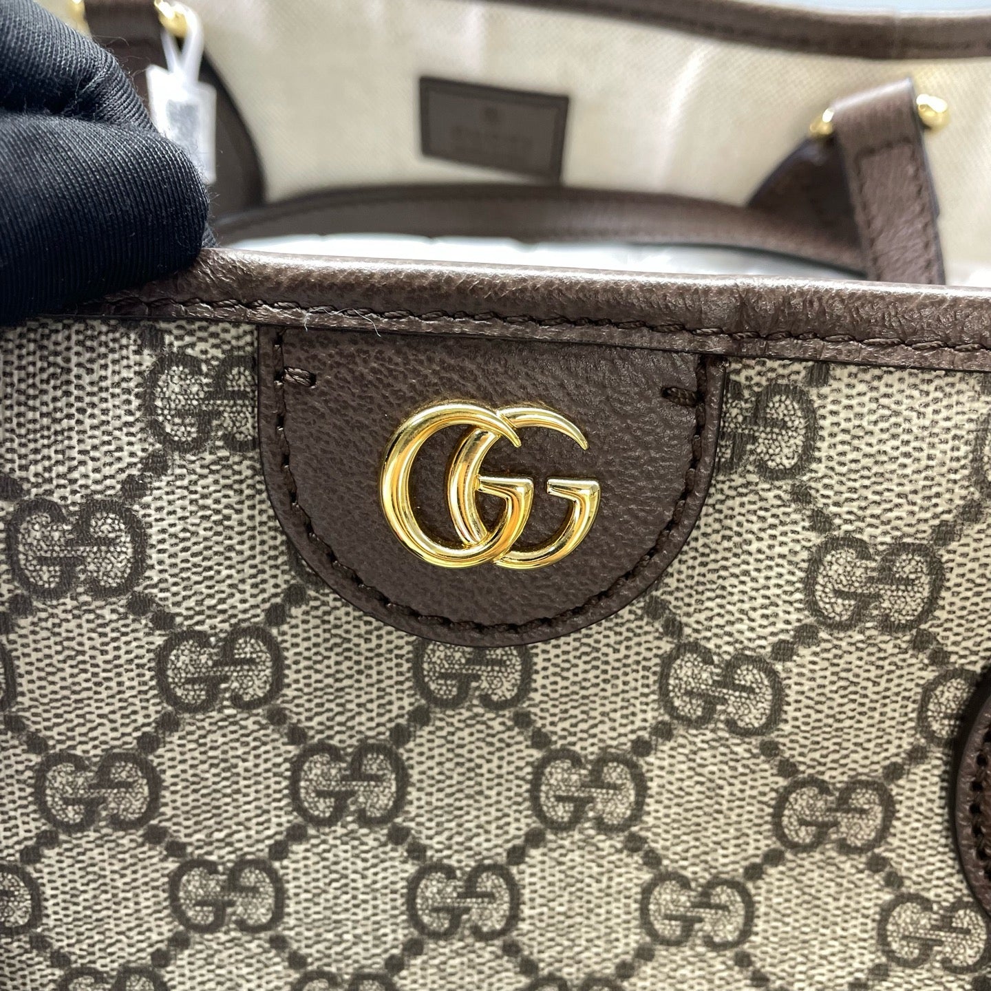 Gucci - GG Supreme Canvas Large Tote Bag - Canvas with Leather trim - Beige and Brown - (large)