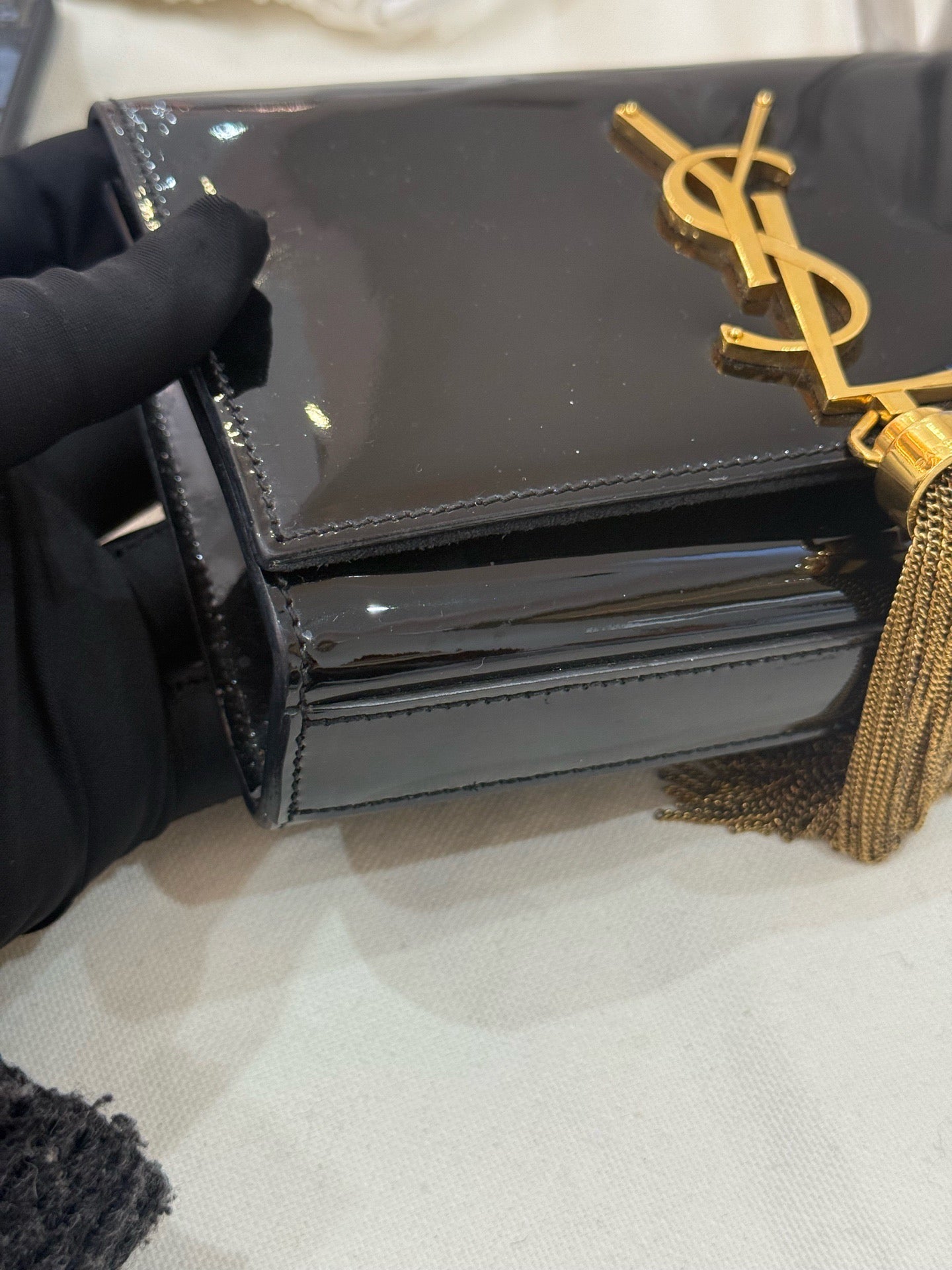 Saint Laurent - Kate Mini Tassel Chain Bag - Patent leather - Black - (mini)