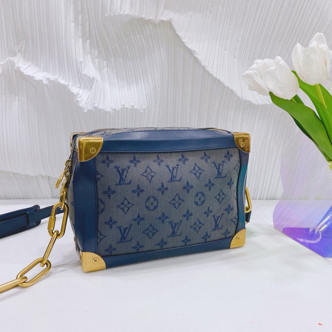 Louis Vuitton - Soft Trunk - Denim and Leather - Blue - (Small)