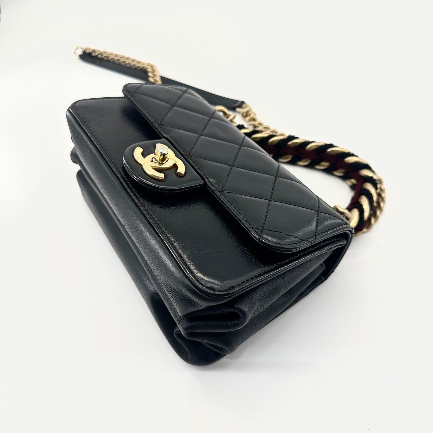 Chanel - Accordion Flap Bag - Leather - Black - (mini)