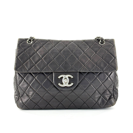 Chanel - Classic Flap Jumbo (Single Flap) - Lambskin leather - Charcoal Grey with Silver-Tone Hardware - (large)