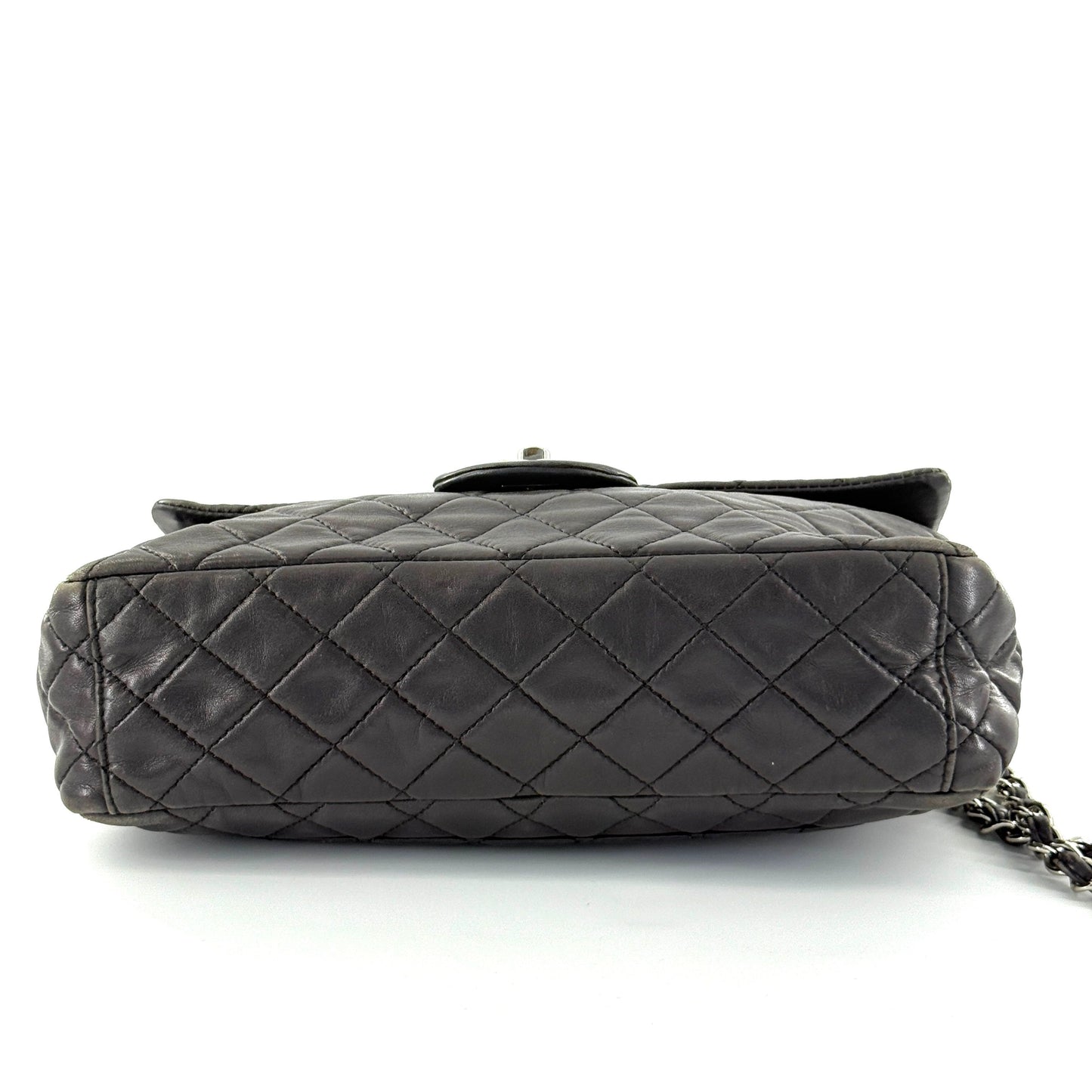 Chanel - Classic Flap Jumbo (Single Flap) - Lambskin leather - Charcoal Grey with Silver-Tone Hardware - (large)