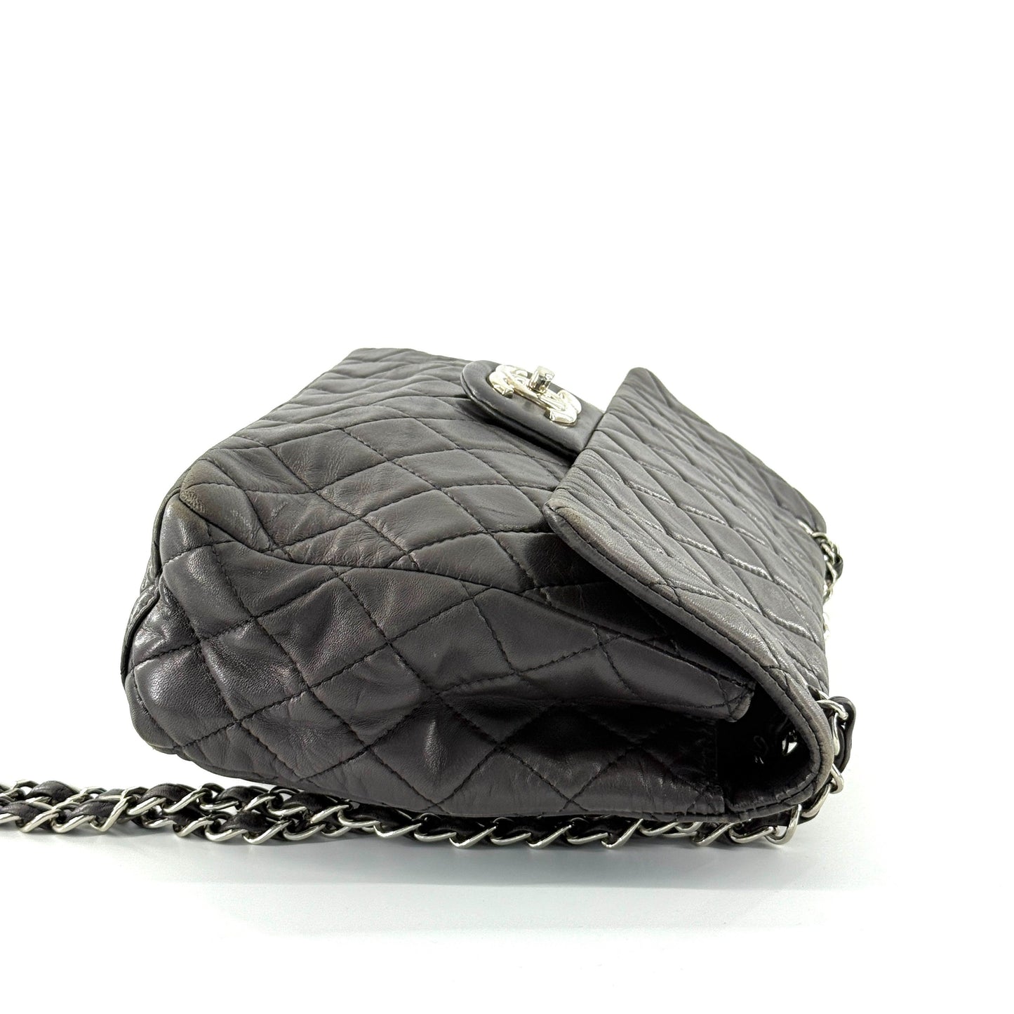 Chanel - Classic Flap Jumbo (Single Flap) - Lambskin leather - Charcoal Grey with Silver-Tone Hardware - (large)