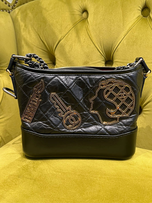 Chanel - Gabrielle Hobo Bag Small Metropolis Series with Badges - Calfskin leather - Black - (small)