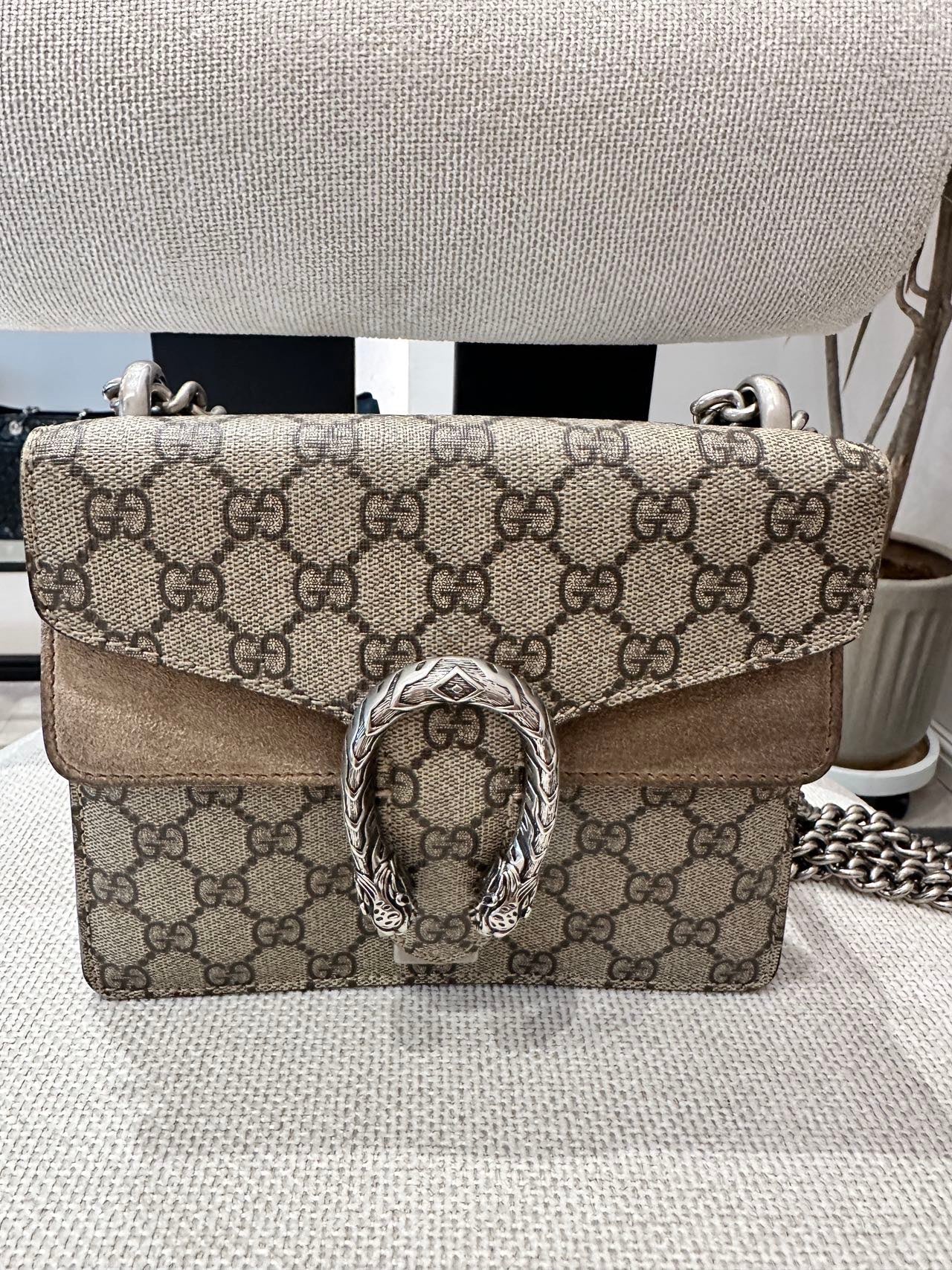 Gucci - Dionysus Shoulder Bag - GG Supreme canvas with suede and leather trim - Brown - (Small)
