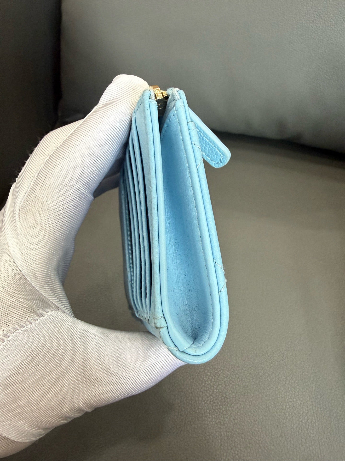 Chanel - Zipped Card Holder - Grained calfskin leather - Blue - (Small)