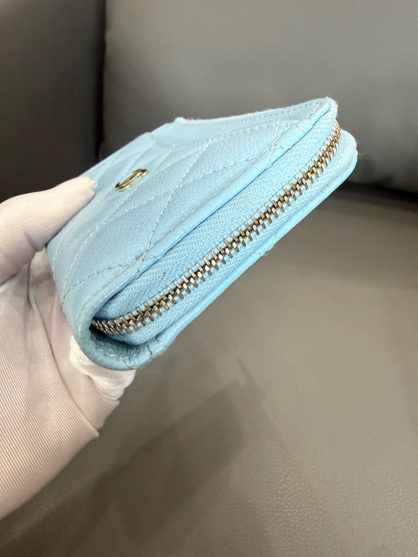 Chanel - Zipped Card Holder - Grained calfskin leather - Blue - (Small)