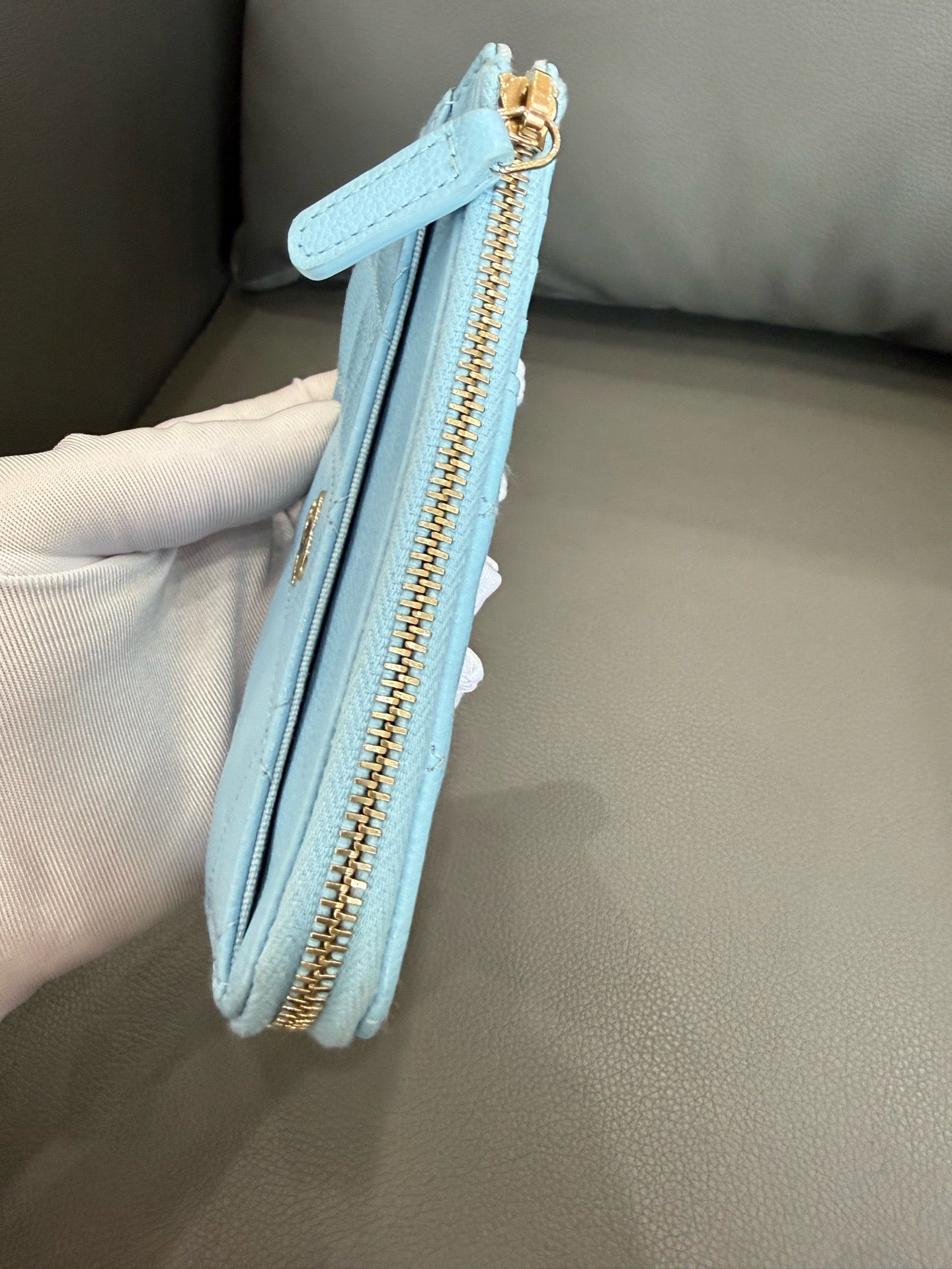 Chanel - Zipped Card Holder - Grained calfskin leather - Blue - (Small)