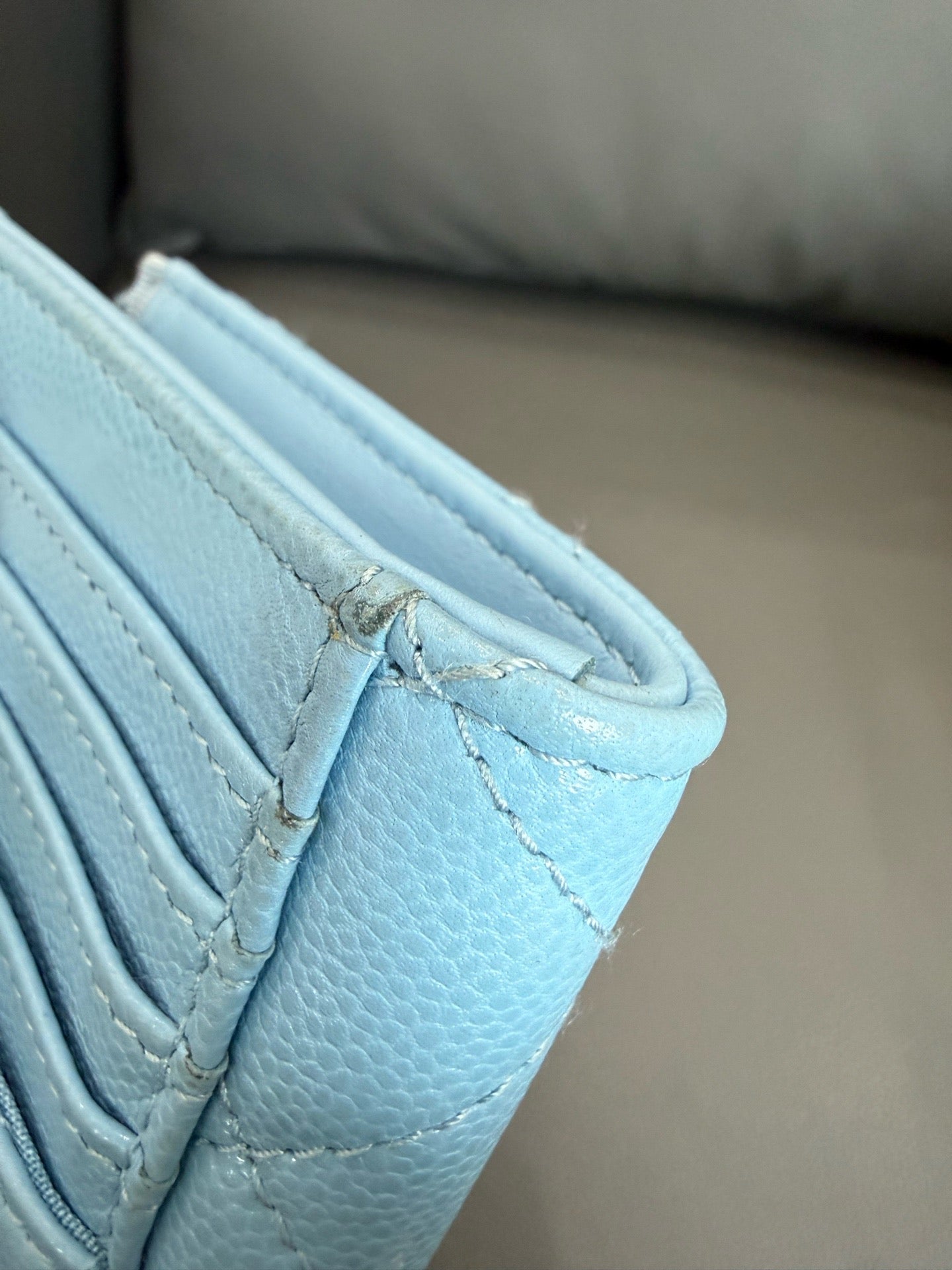 Chanel - Zipped Card Holder - Grained calfskin leather - Blue - (Small)