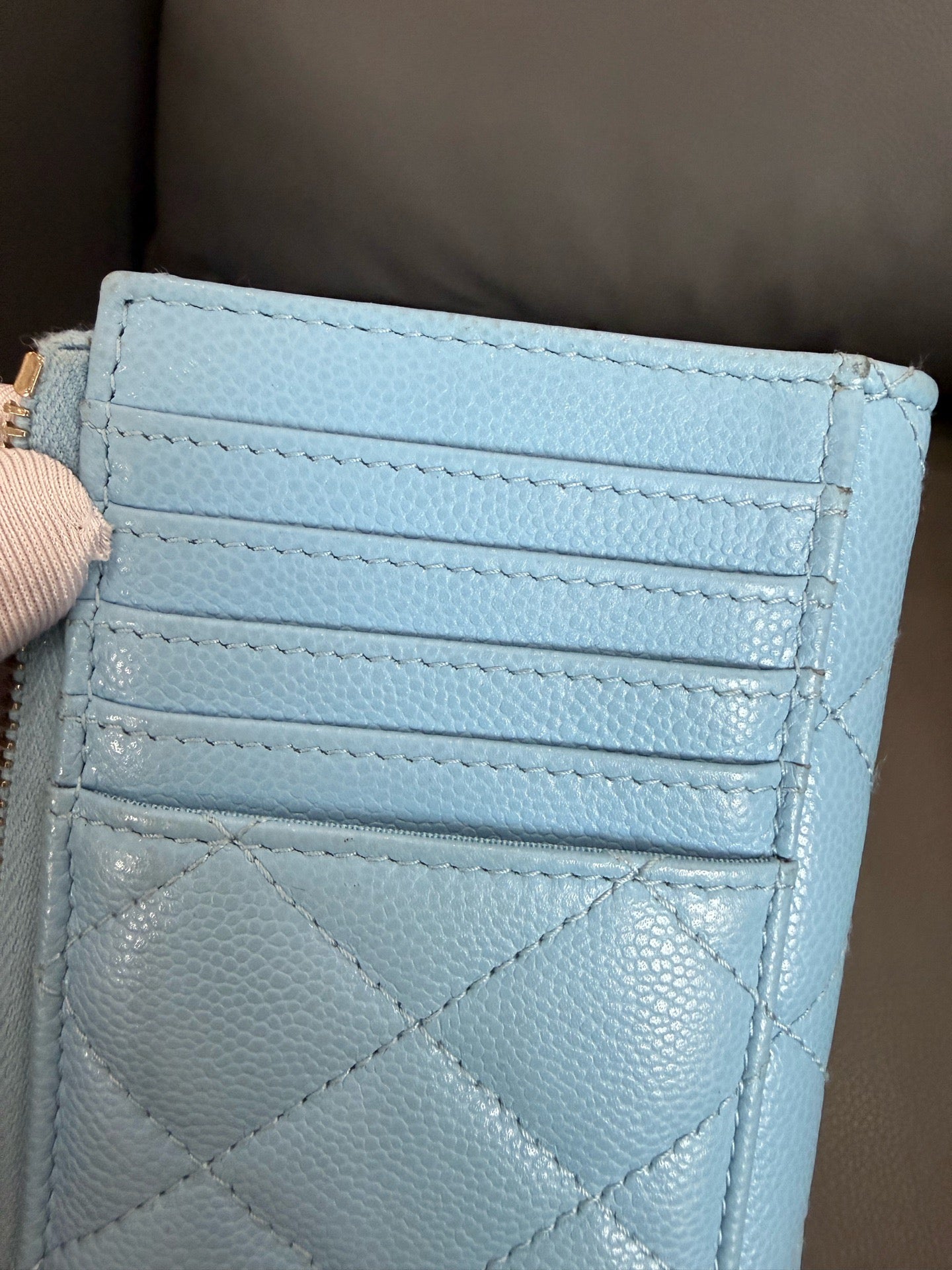 Chanel - Zipped Card Holder - Grained calfskin leather - Blue - (Small)