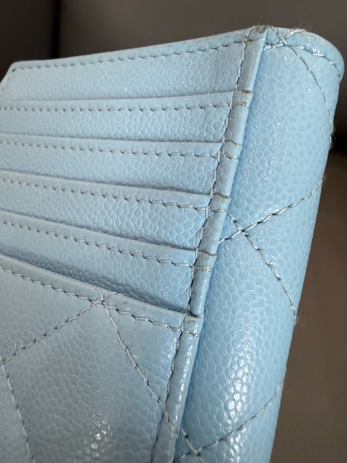 Chanel - Zipped Card Holder - Grained calfskin leather - Blue - (Small)