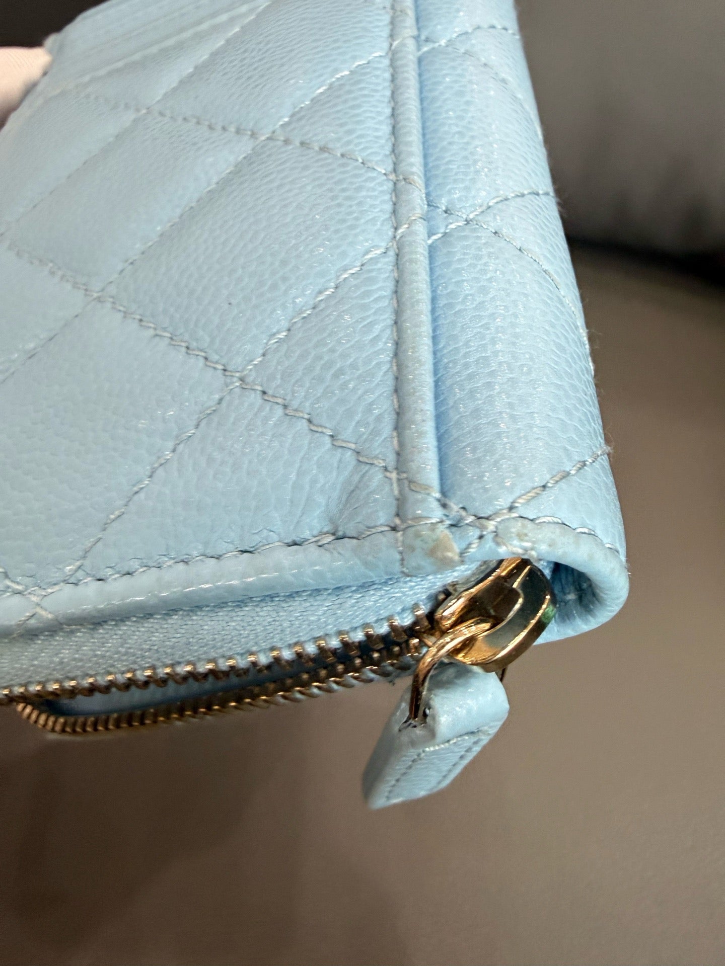 Chanel - Zipped Card Holder - Grained calfskin leather - Blue - (Small)
