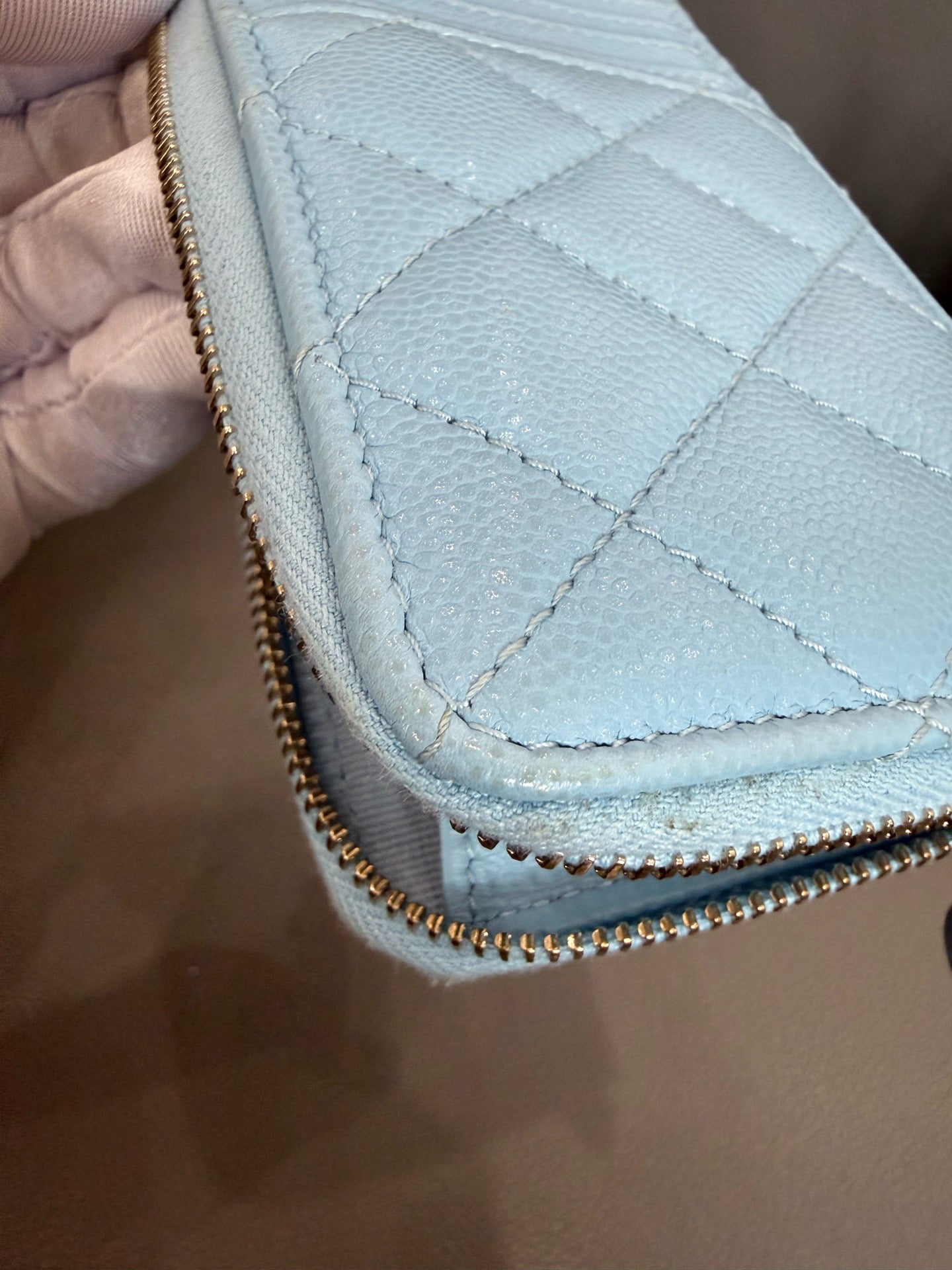 Chanel - Zipped Card Holder - Grained calfskin leather - Blue - (Small)