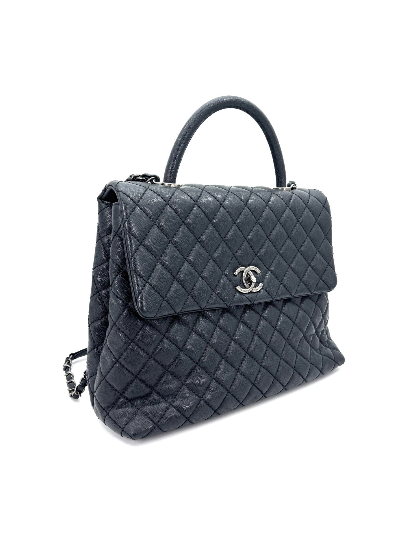 Chanel - Coco Handle 22K - Grained calfskin leather - Black - (Large)