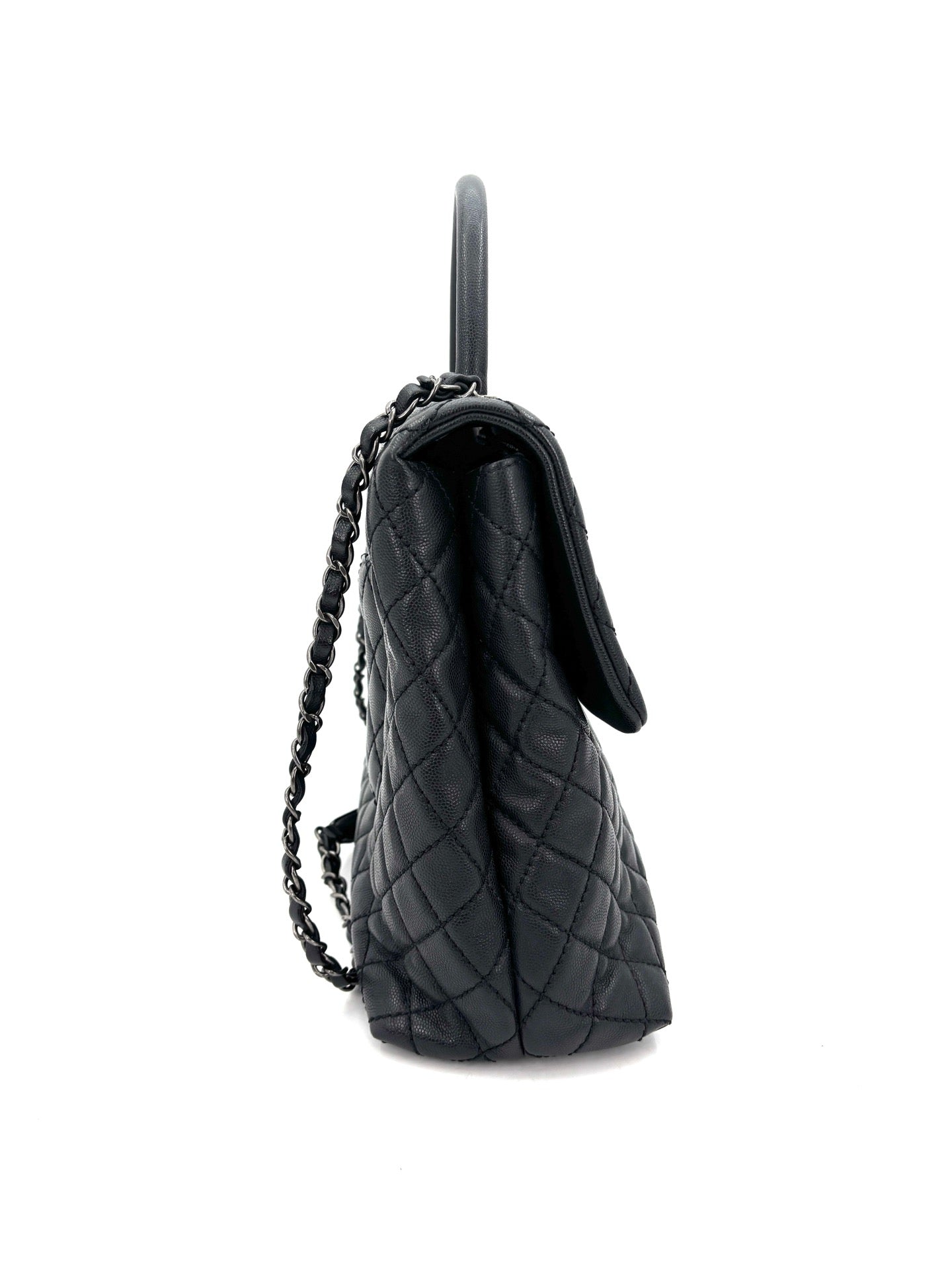 Chanel - Coco Handle 22K - Grained calfskin leather - Black - (Large)