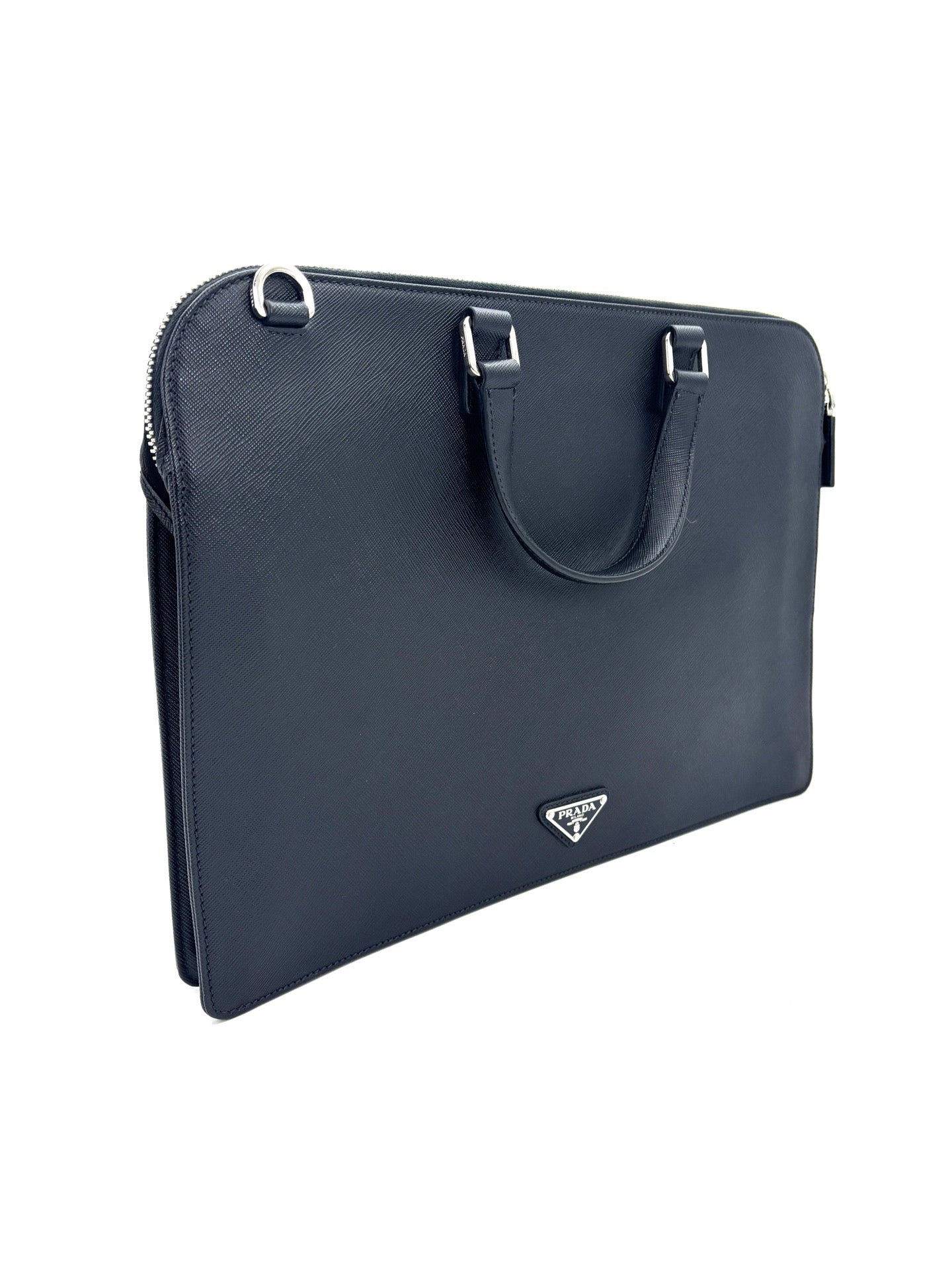 Prada - Saffiano Leather Briefcase - Saffiano Calfskin Leather - Black - (large)