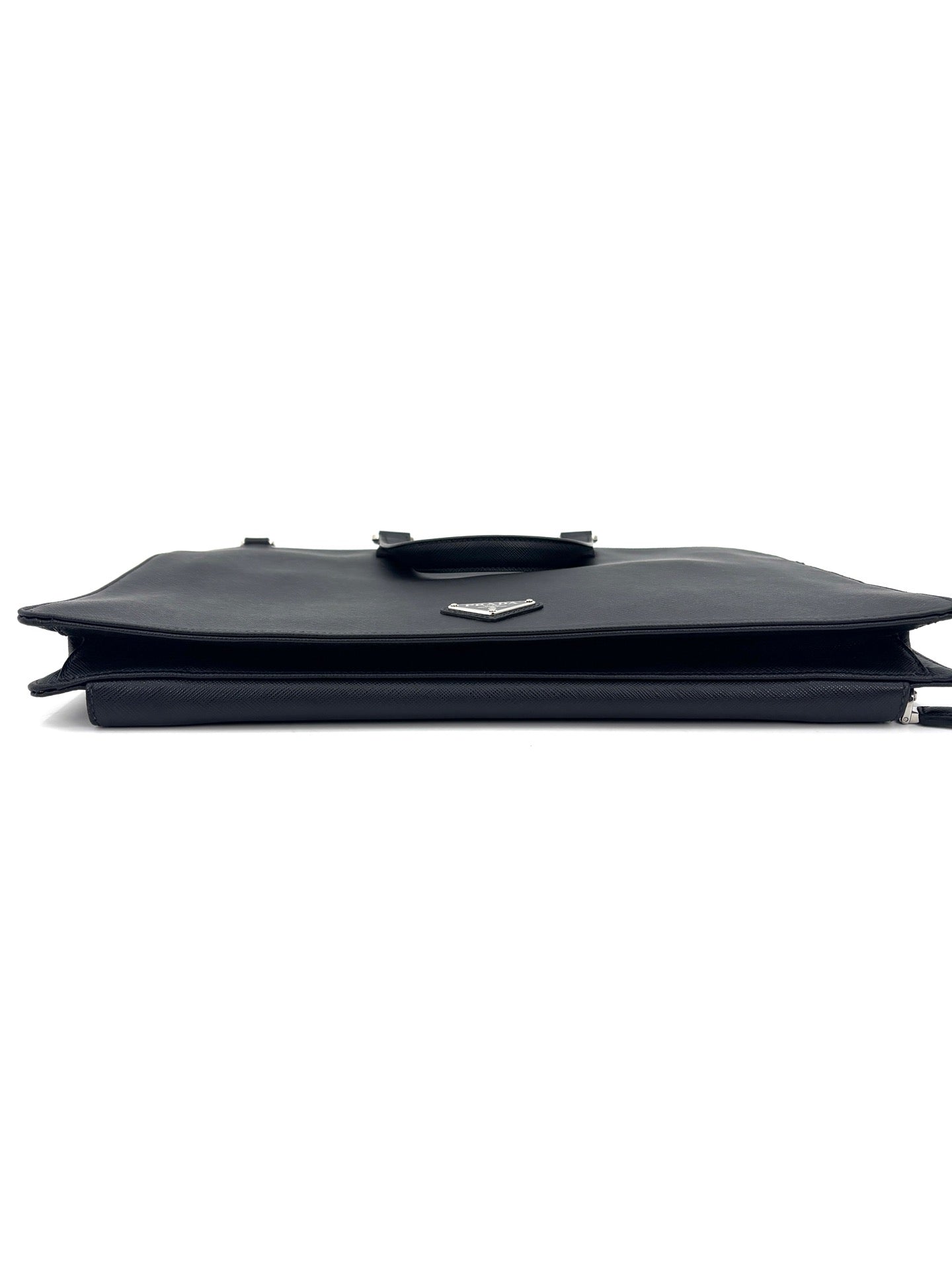 Prada - Saffiano Leather Briefcase - Saffiano Calfskin Leather - Black - (large)