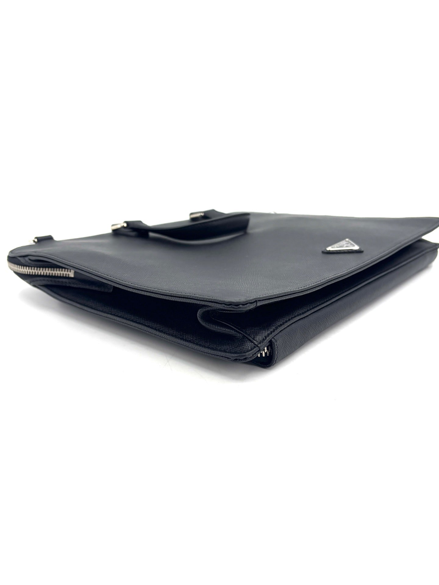 Prada - Saffiano Leather Briefcase - Saffiano Calfskin Leather - Black - (large)