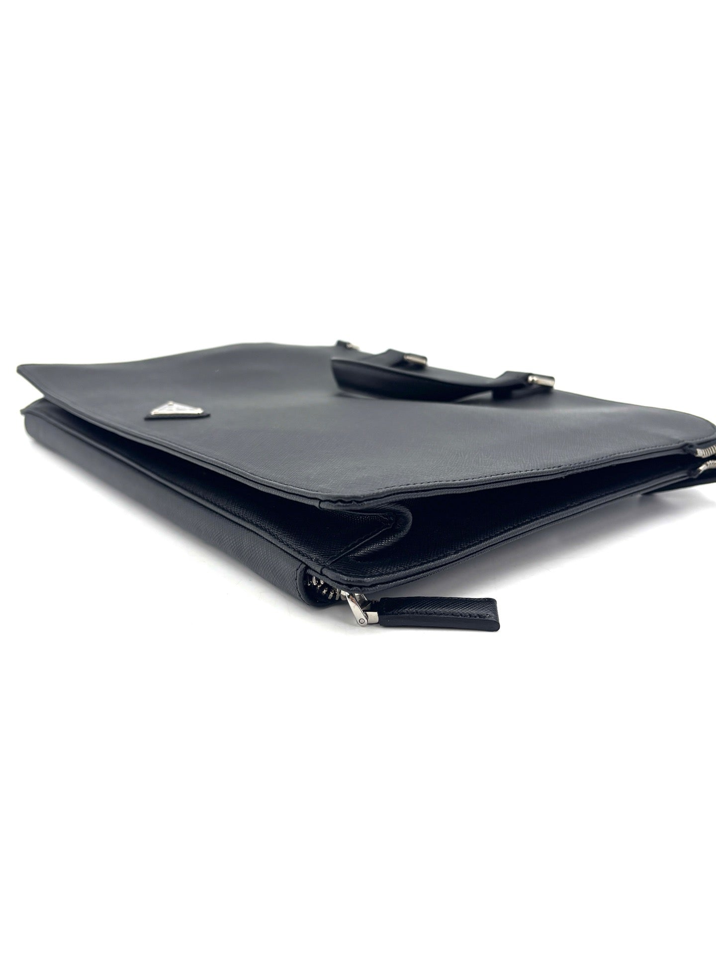 Prada - Saffiano Leather Briefcase - Saffiano Calfskin Leather - Black - (large)