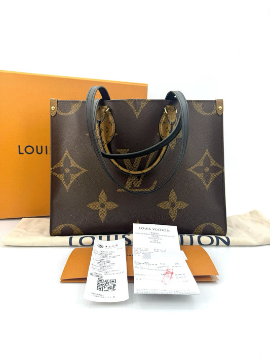 Louis Vuitton - Onthego MM - Monogram Giant coated canvas with leather trim - Brown and Caramel color-block - (Medium)