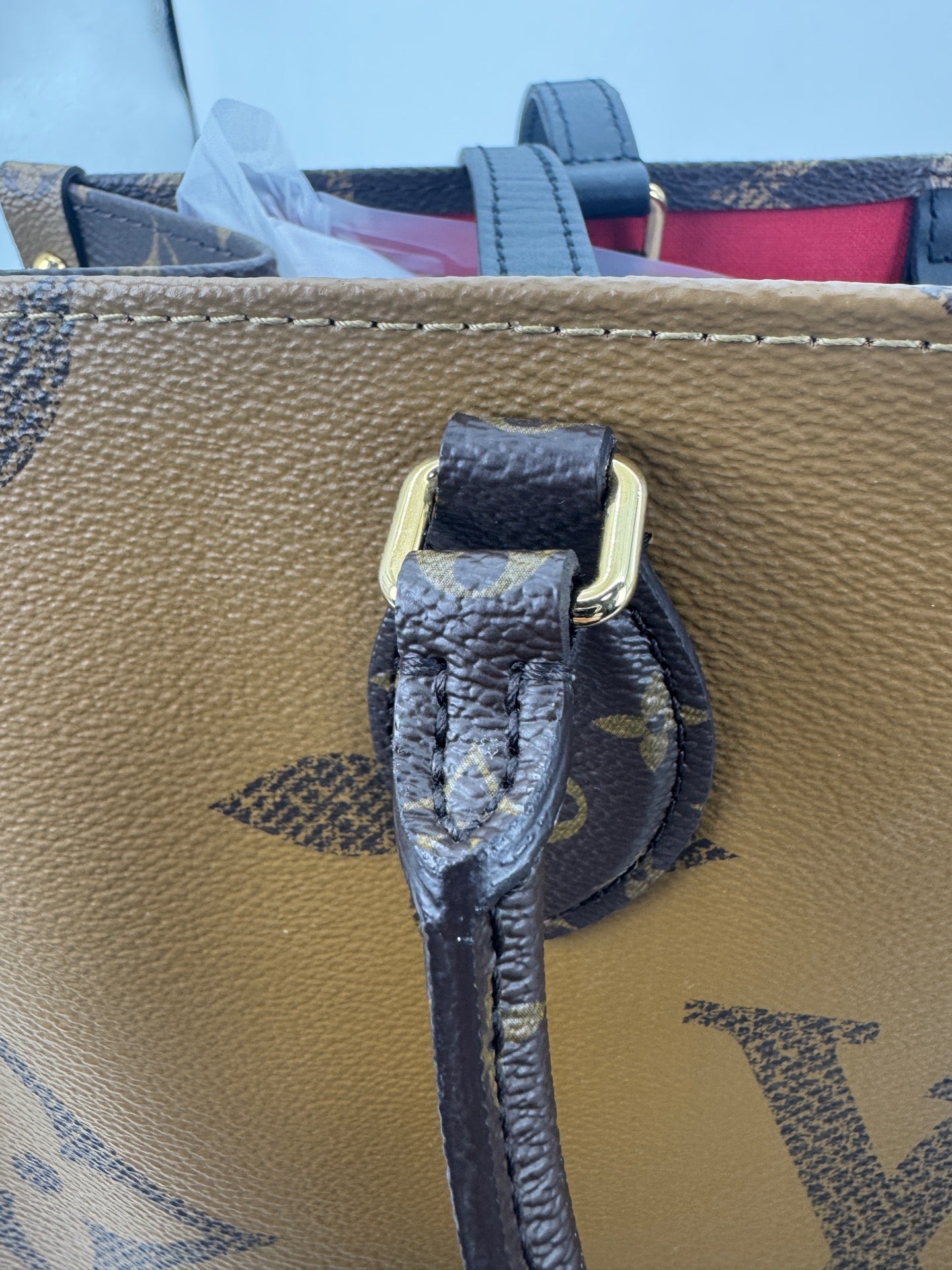 Louis Vuitton - Onthego MM - Monogram Giant coated canvas with leather trim - Brown and Caramel color-block - (Medium)