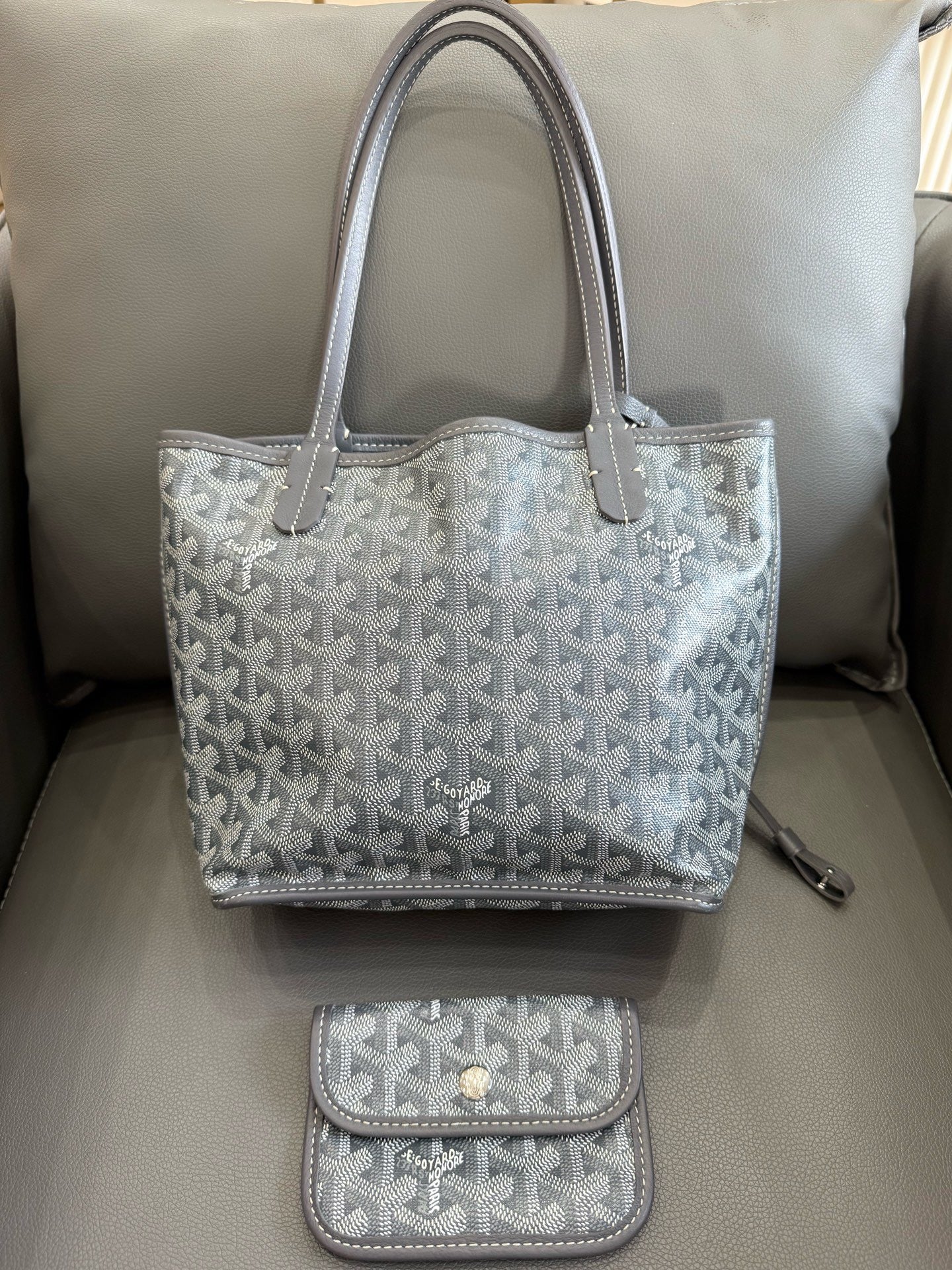 Goyard - Anjou Reversible Tote Mini - Goyardine canvas and leather - Grey - (mini)