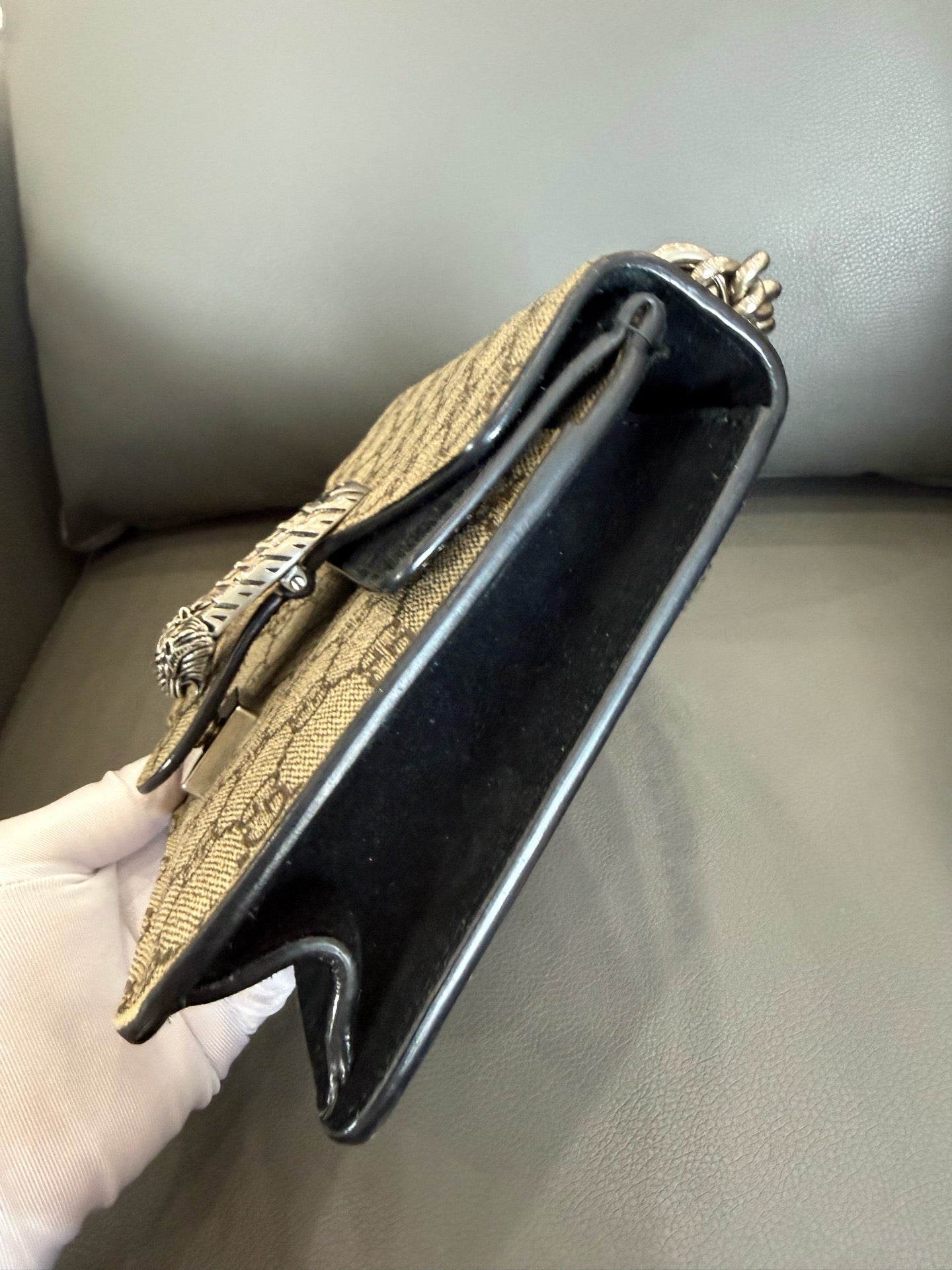 Gucci - Dionysus Mini - GG Supreme canvas with suede trim and lining - Beige and Ebony with Black suede - (mini)