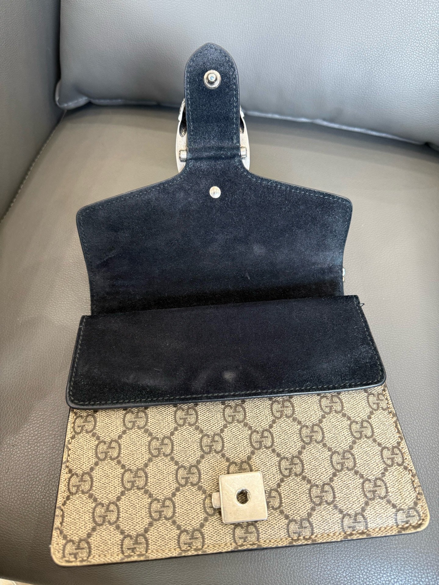 Gucci - Dionysus Mini - GG Supreme canvas with suede trim and lining - Beige and Ebony with Black suede - (mini)
