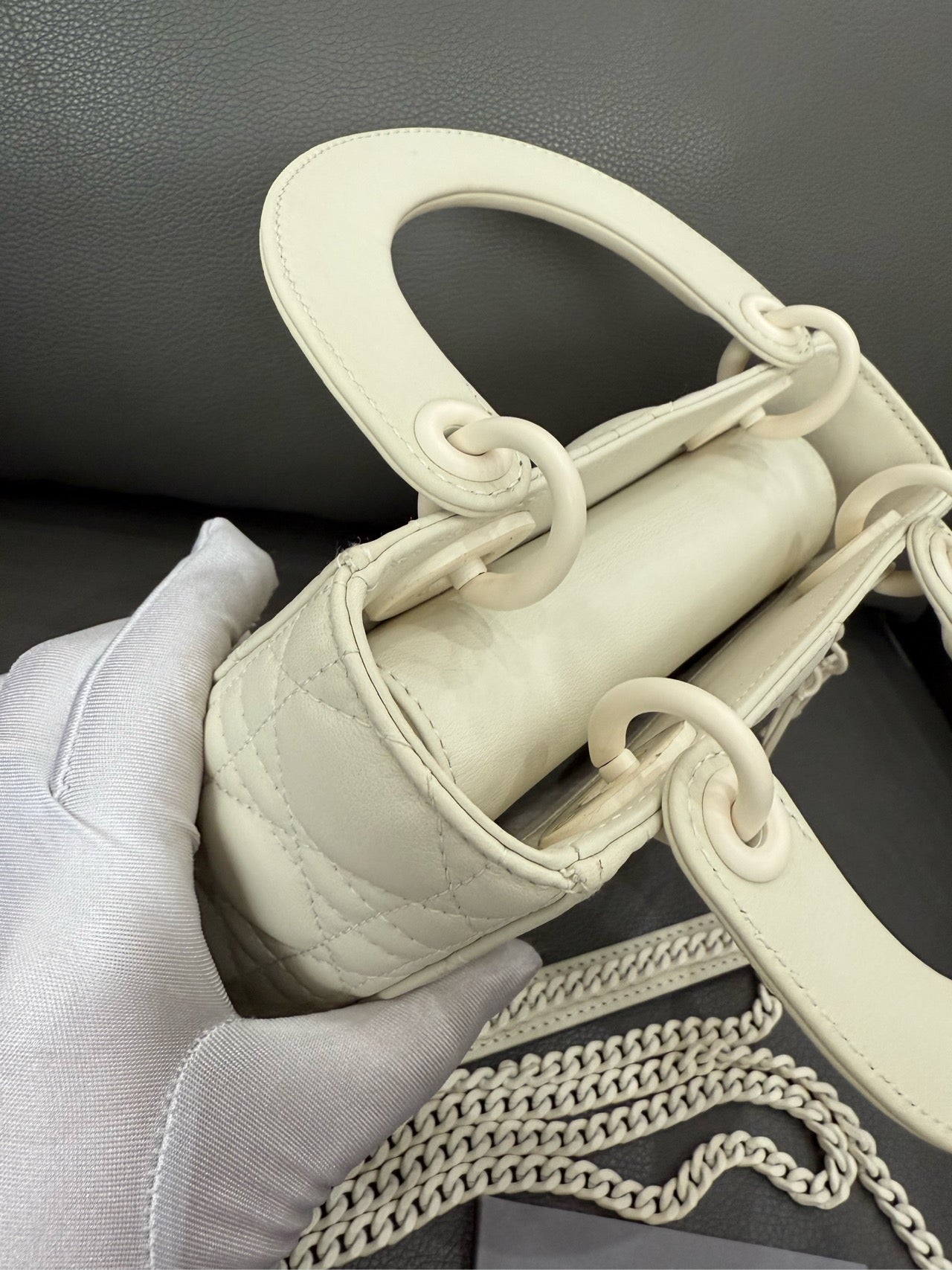 Dior - Lady Dior Micro Bag - Matte lambskin leather - White - (mini)