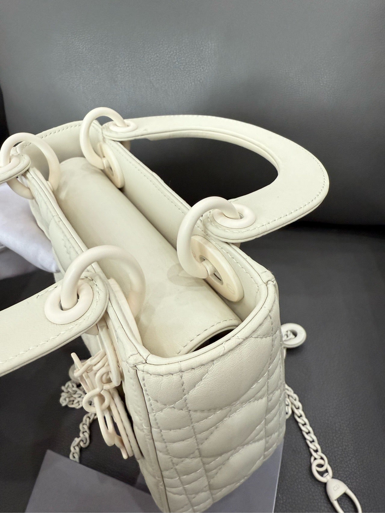 Dior - Lady Dior Micro Bag - Matte lambskin leather - White - (mini)