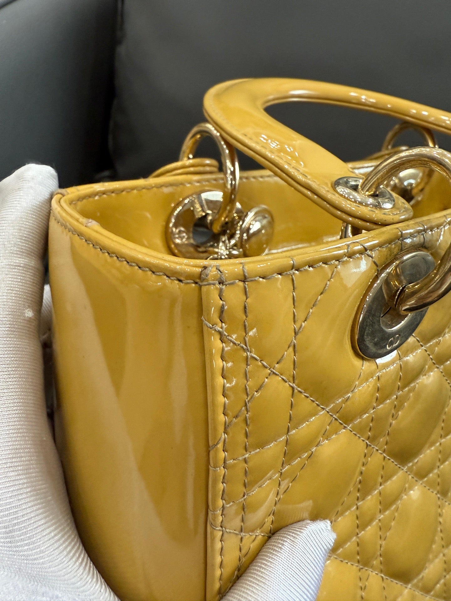 Dior - Lady Dior - Patent leather - Camel - (small)
