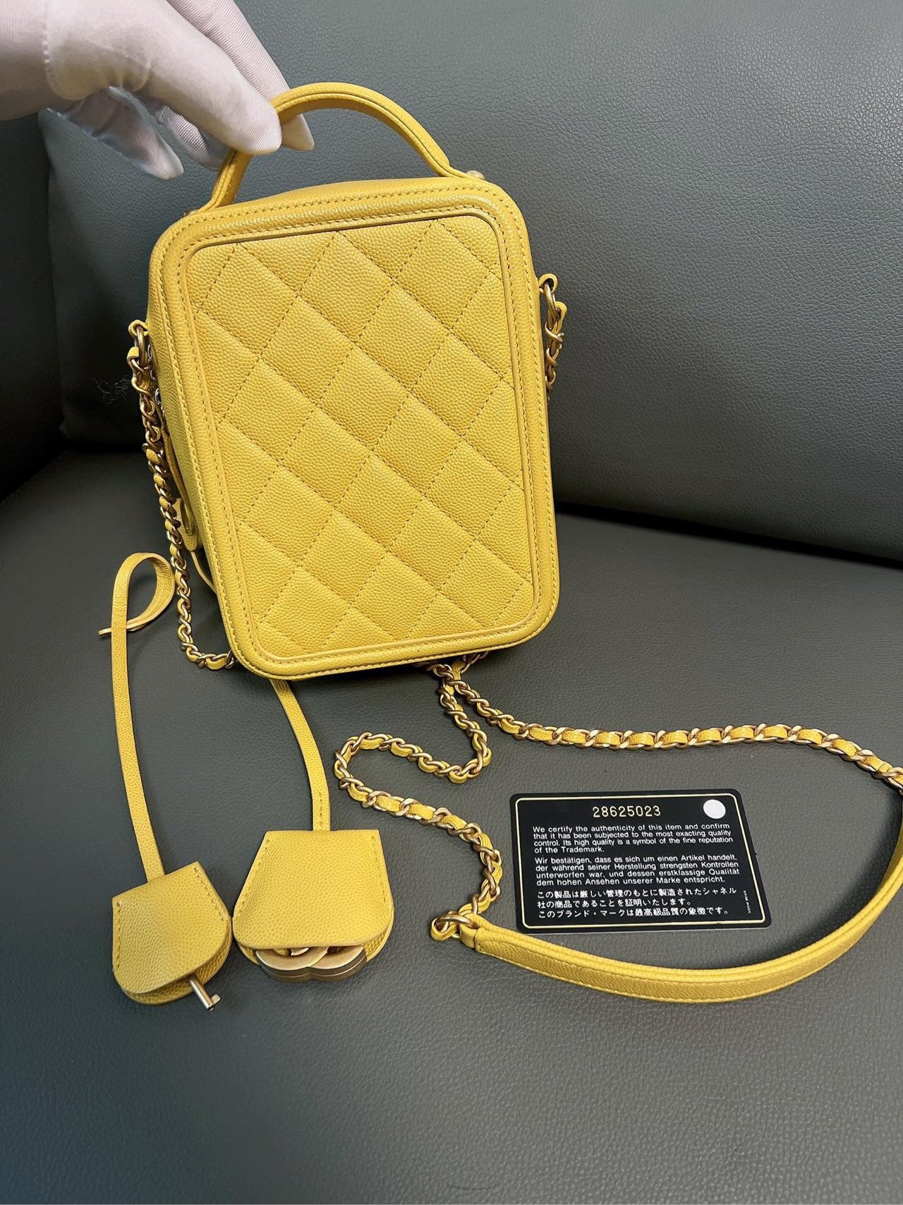 Chanel - Vertical Camera Bag - Grained calfskin leather - Yellow - (mini)