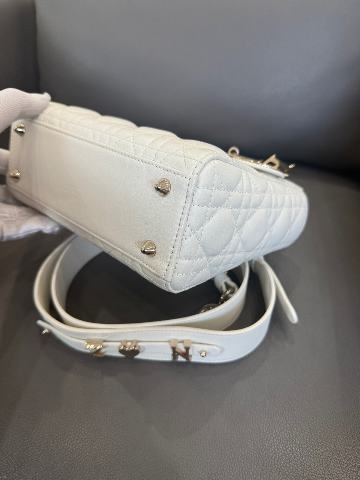 Dior - Lady Dior Small - Lambskin leather - White - (small)
