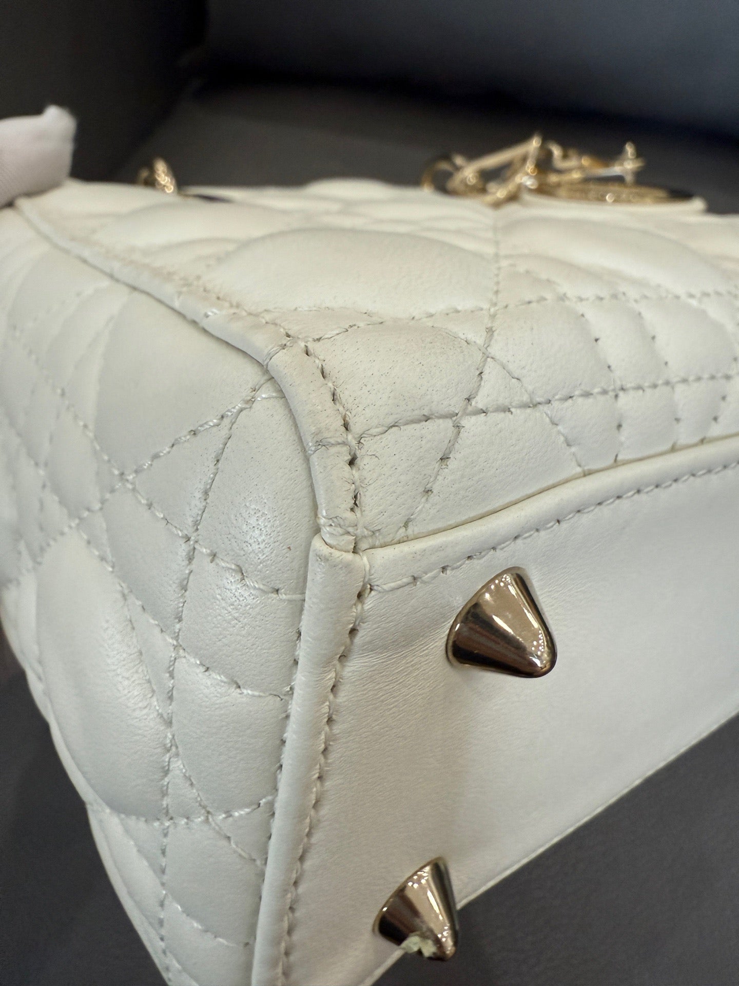 Dior - Lady Dior Small - Lambskin leather - White - (small)