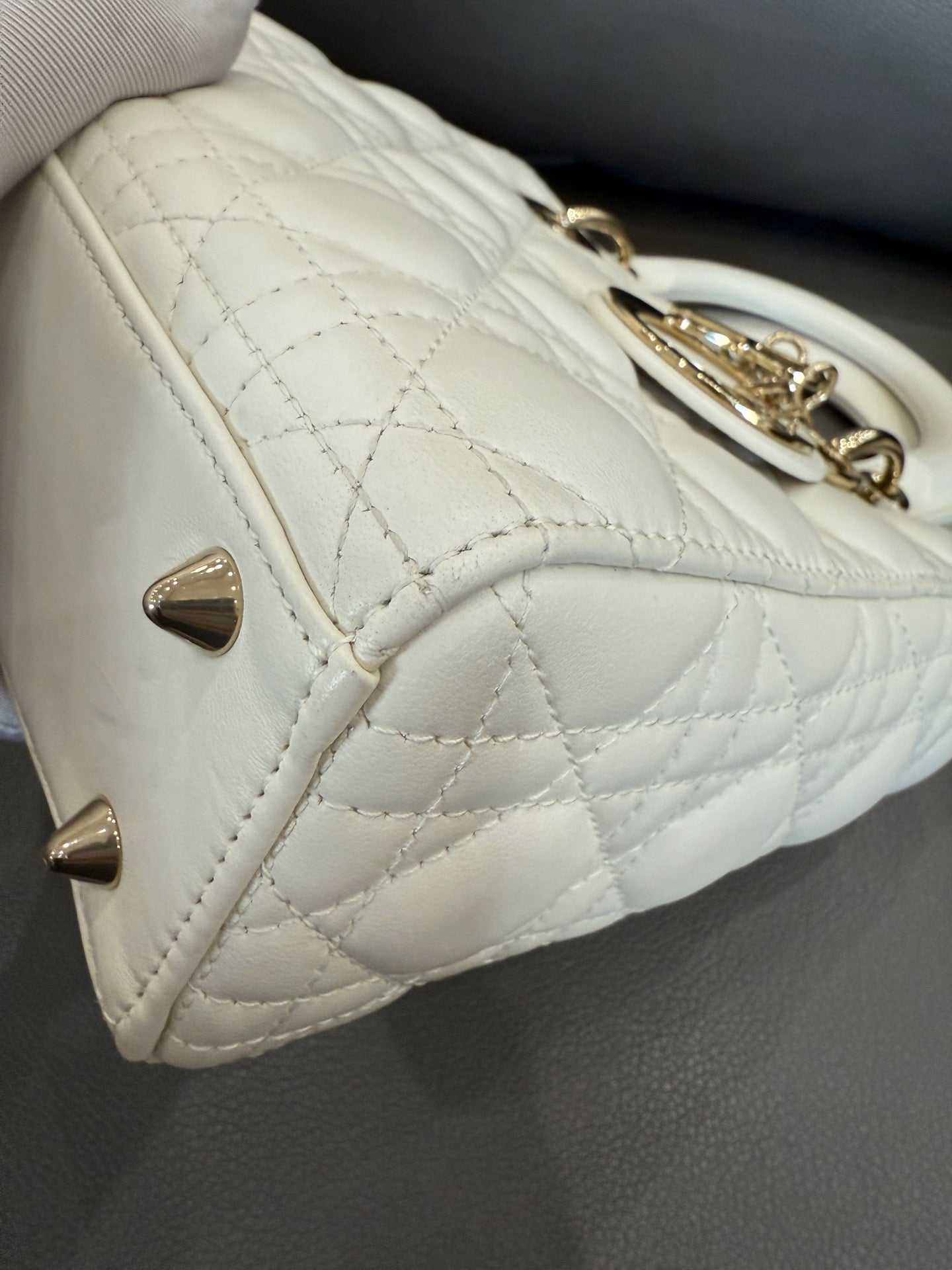Dior - Lady Dior Small - Lambskin leather - White - (small)