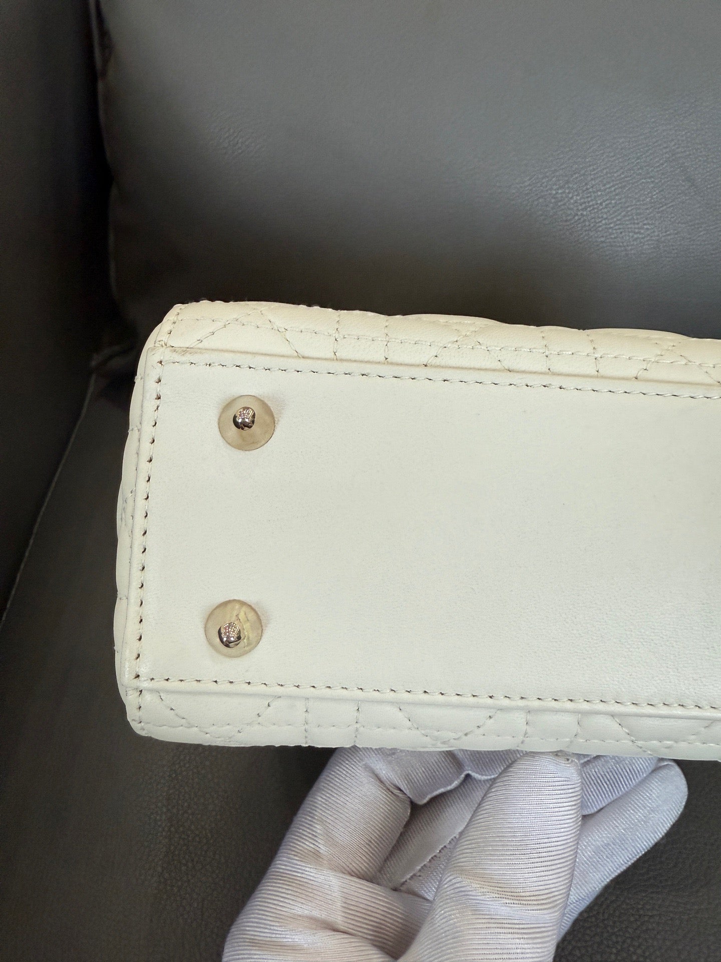 Dior - Lady Dior Small - Lambskin leather - White - (small)