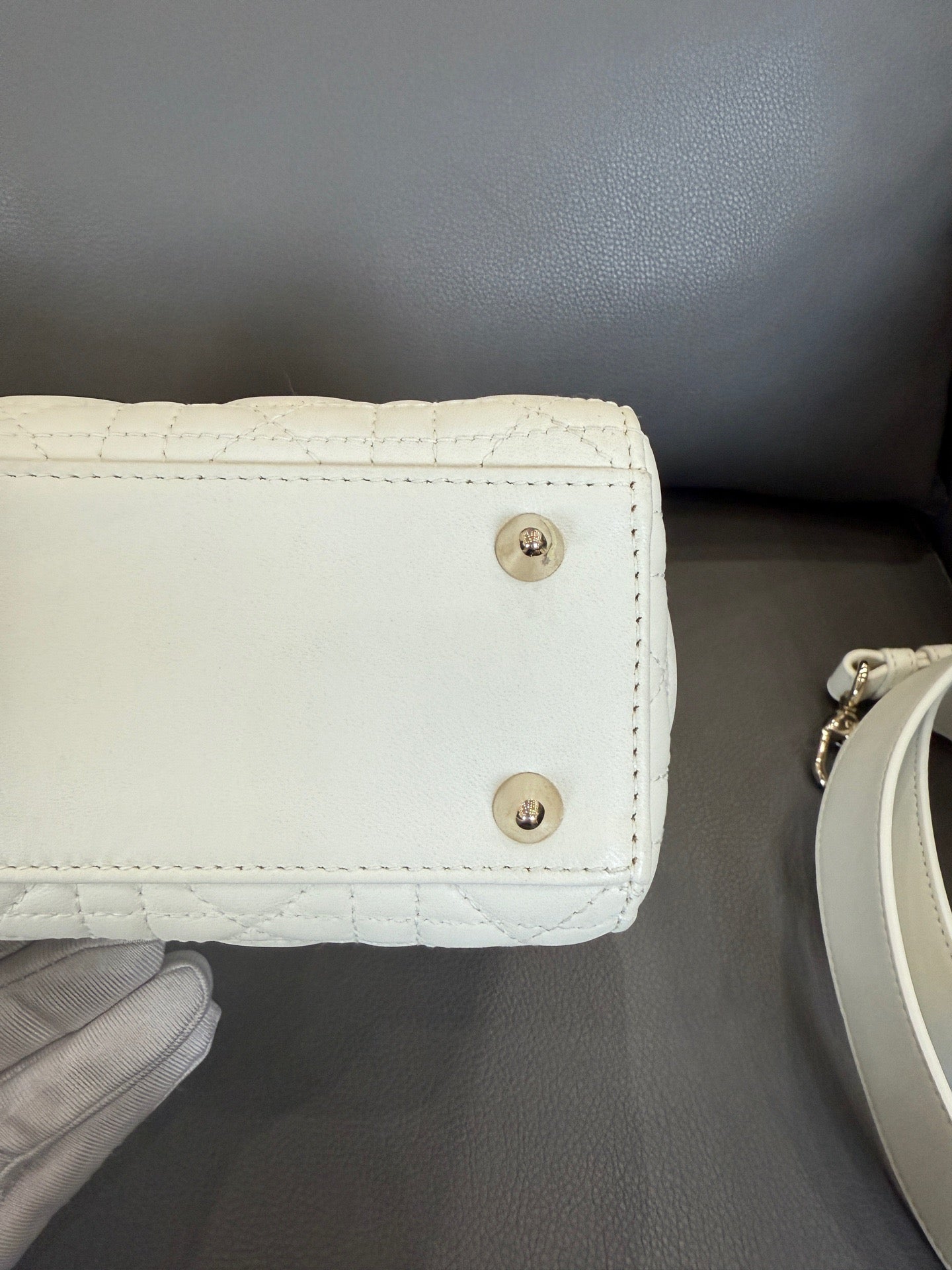 Dior - Lady Dior Small - Lambskin leather - White - (small)