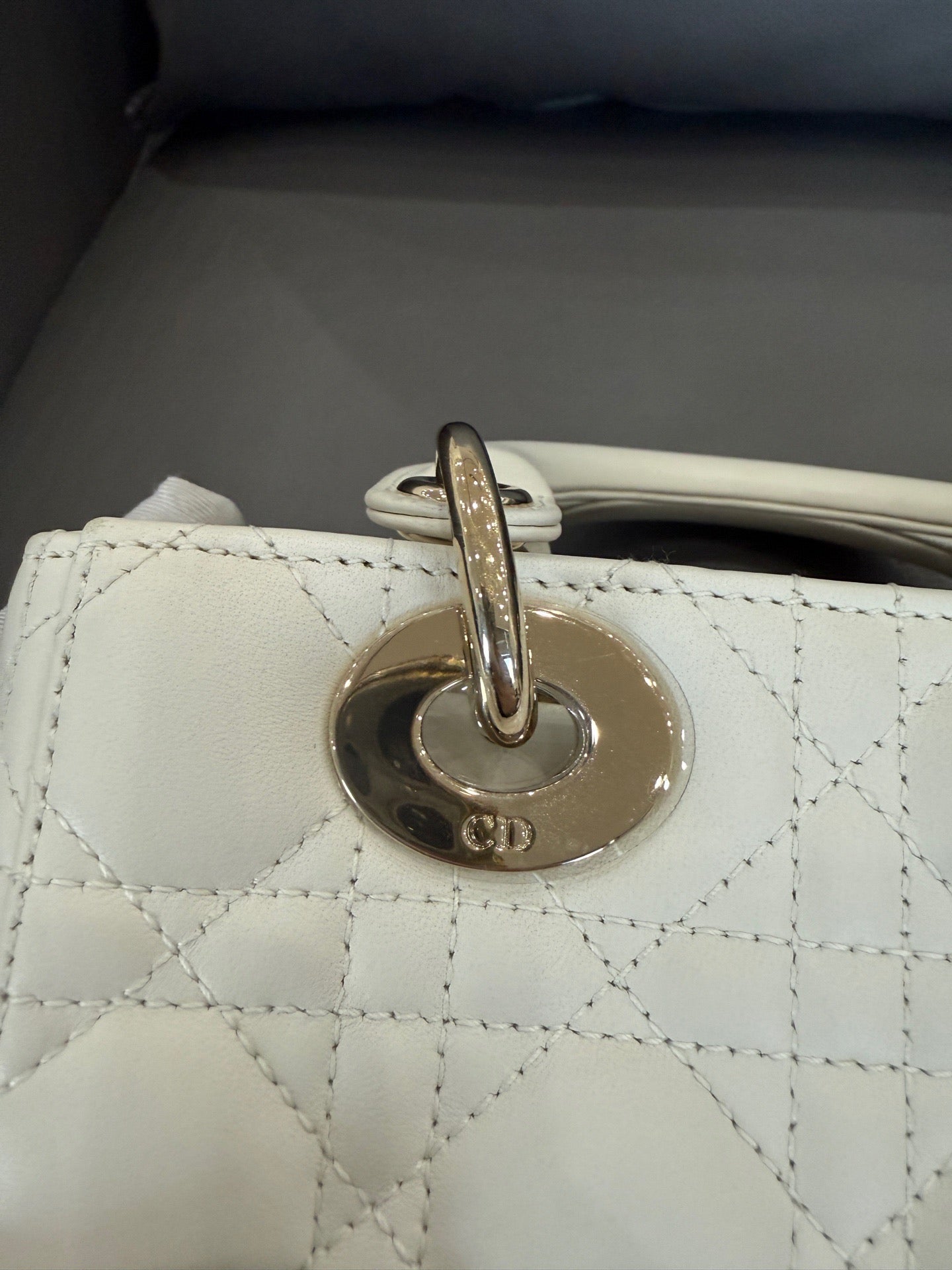 Dior - Lady Dior Small - Lambskin leather - White - (small)
