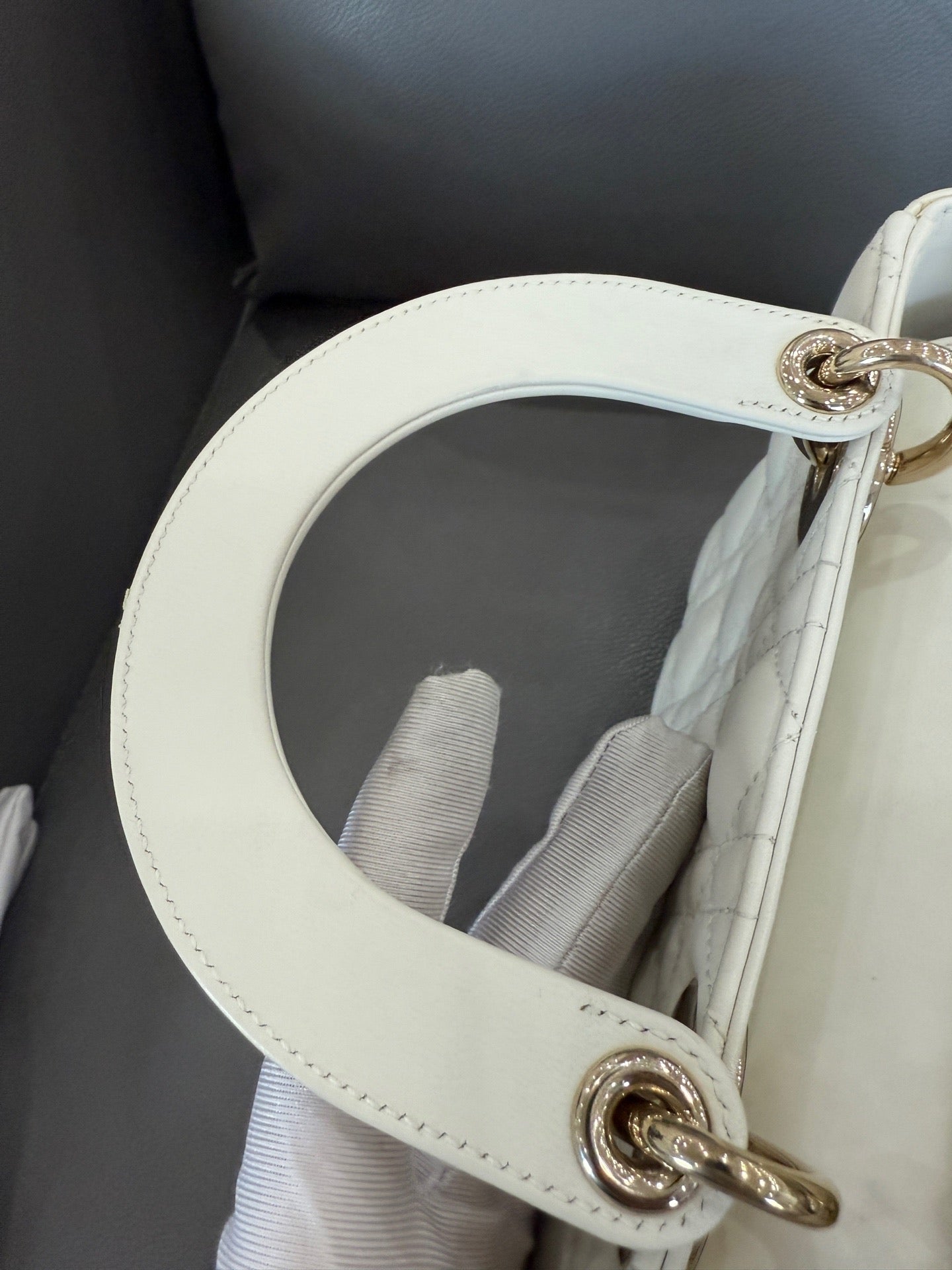 Dior - Lady Dior Small - Lambskin leather - White - (small)