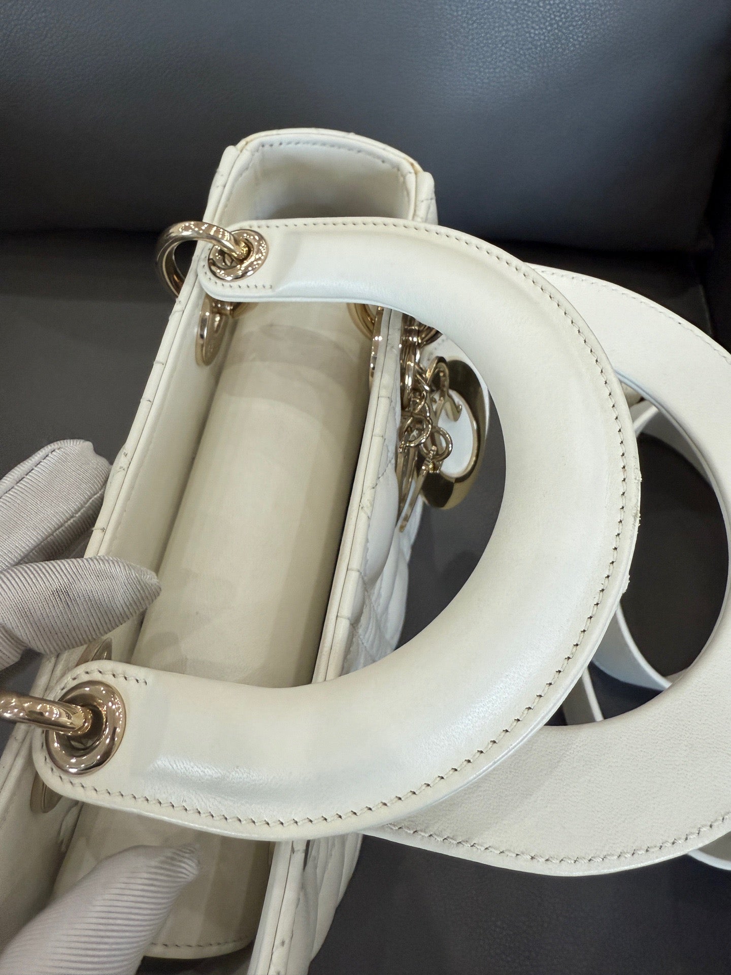 Dior - Lady Dior Small - Lambskin leather - White - (small)
