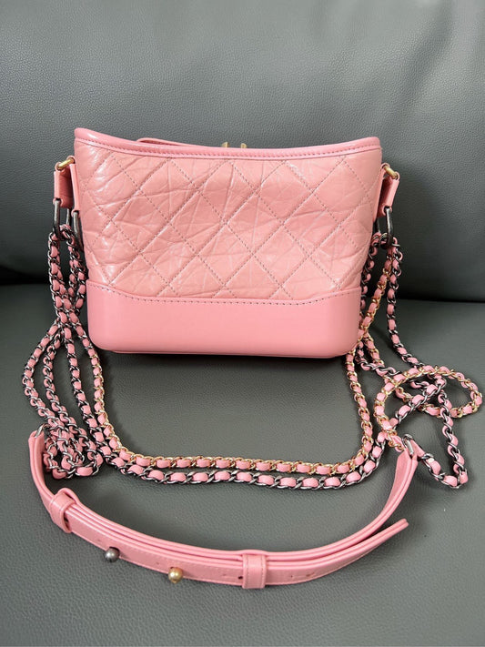 Chanel - Gabrielle Hobo Bag - Aged calfskin leather and smooth calfskin leather - Pink - (Small)