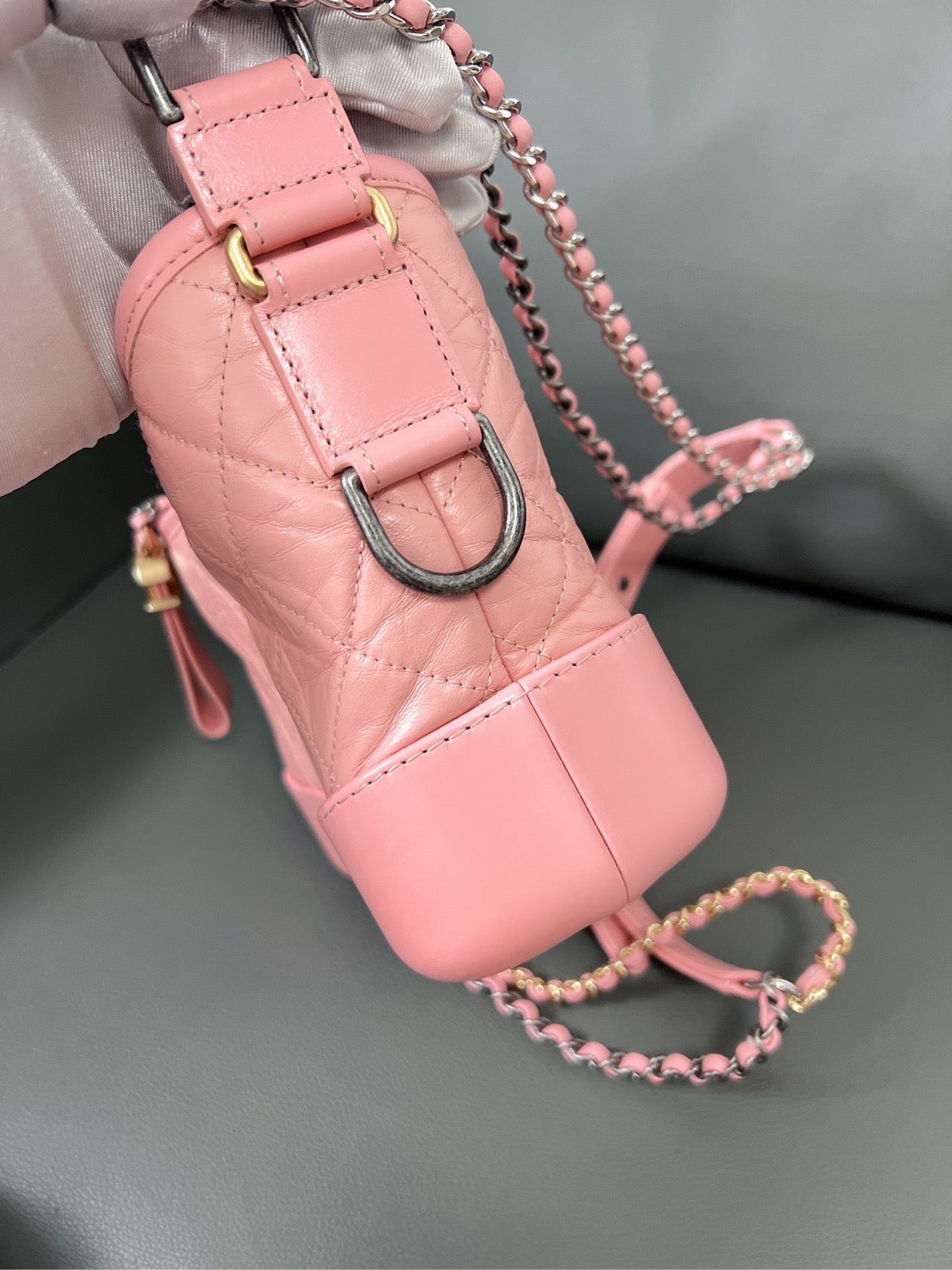 Chanel - Gabrielle Hobo Bag - Aged calfskin leather and smooth calfskin leather - Pink - (Small)