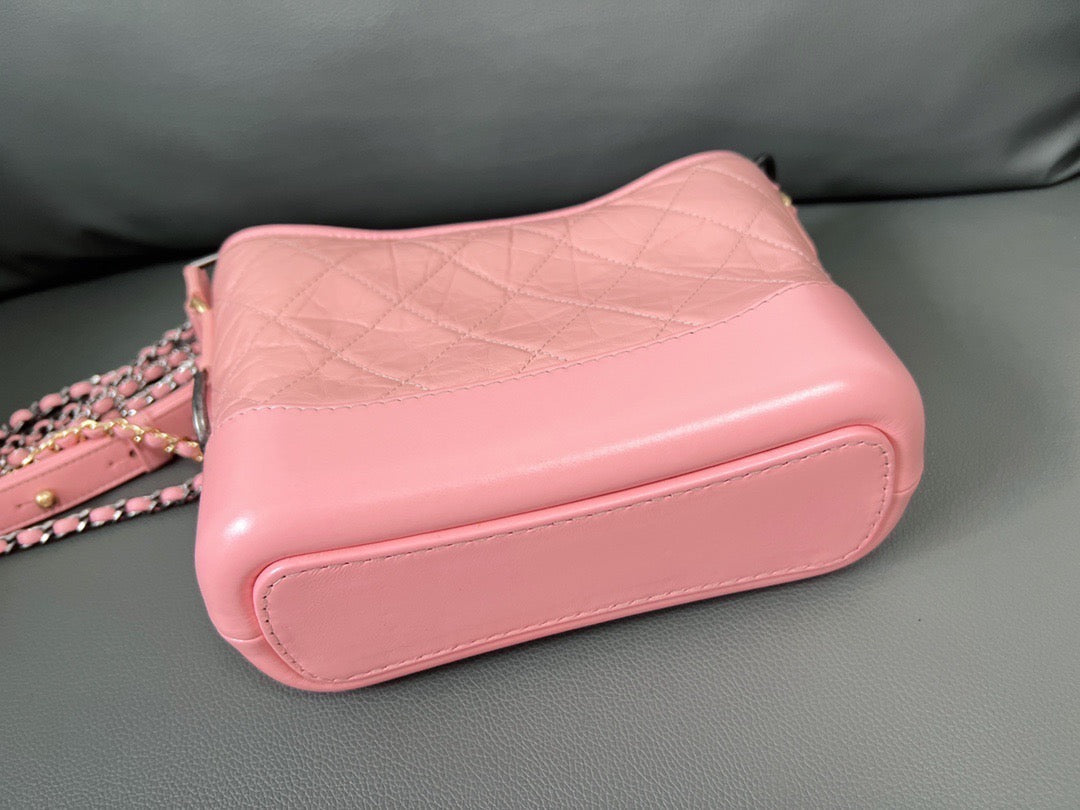 Chanel - Gabrielle Hobo Bag - Aged calfskin leather and smooth calfskin leather - Pink - (Small)