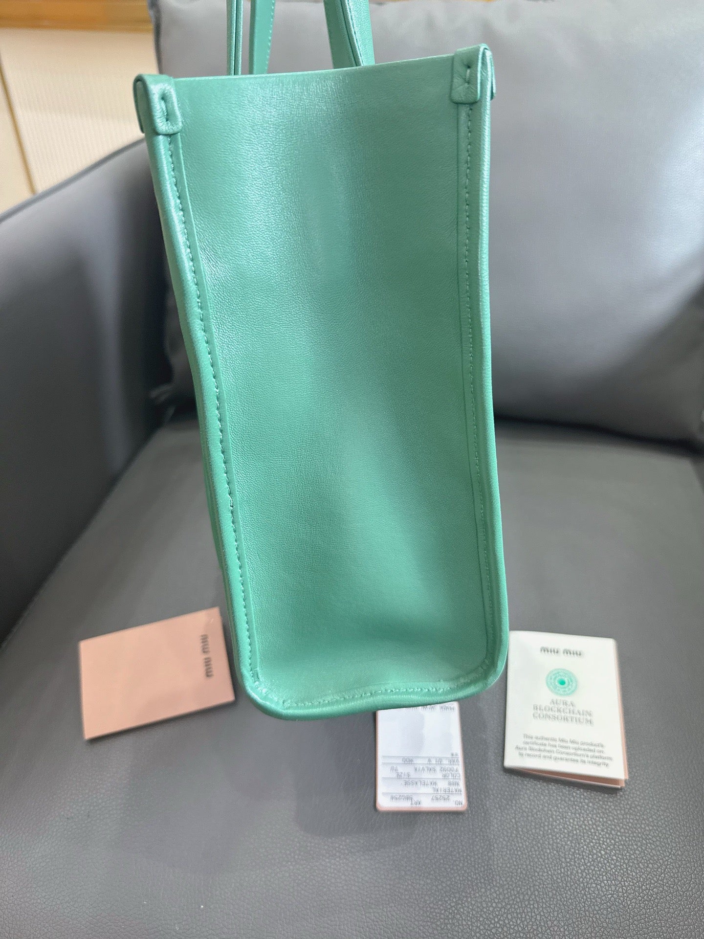 Miu Miu - Matelassé Pleated Tote - Leather - Green - (Medium)