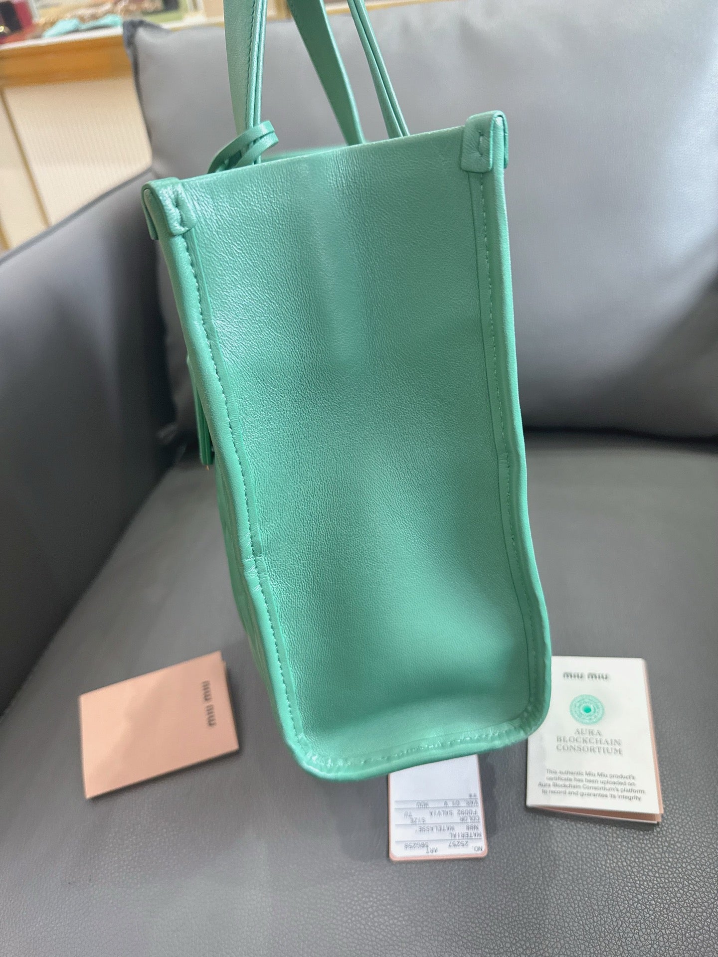 Miu Miu - Matelassé Pleated Tote - Leather - Green - (Medium)